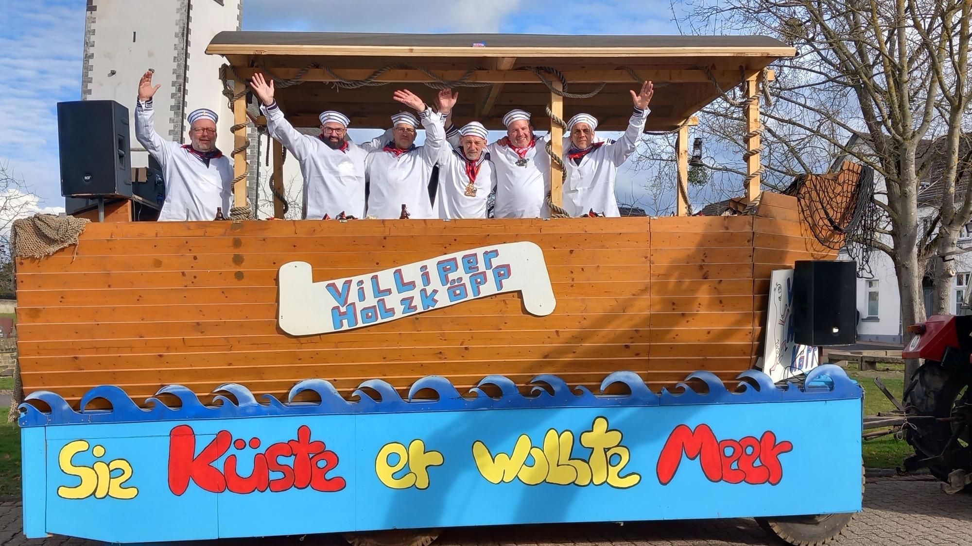 Doppeldeutiges Motto der Villiper Holzköpp als Matrosen