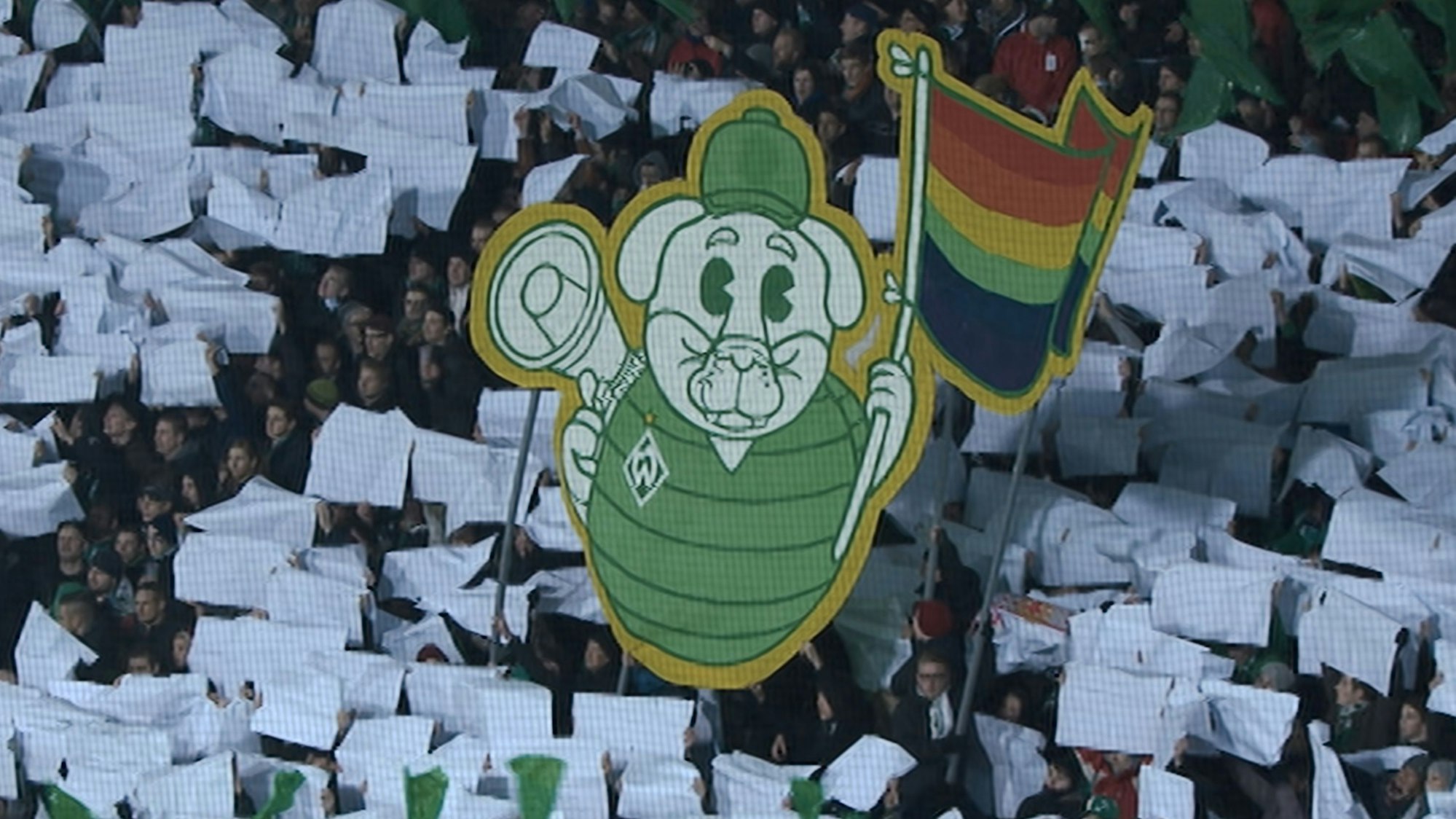 Ein Zeichen gegen Homophobie von Fans des SV Werder Bremen.