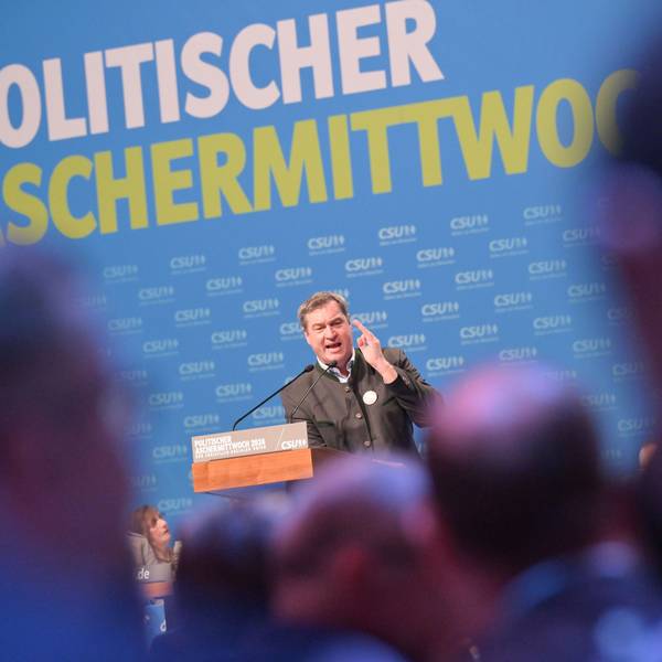 Markus Söder (CSU), Ministerpräsident von Bayern und CSU-Chef, hält eine Rede beim politischen Aschermittwoch der CSU.