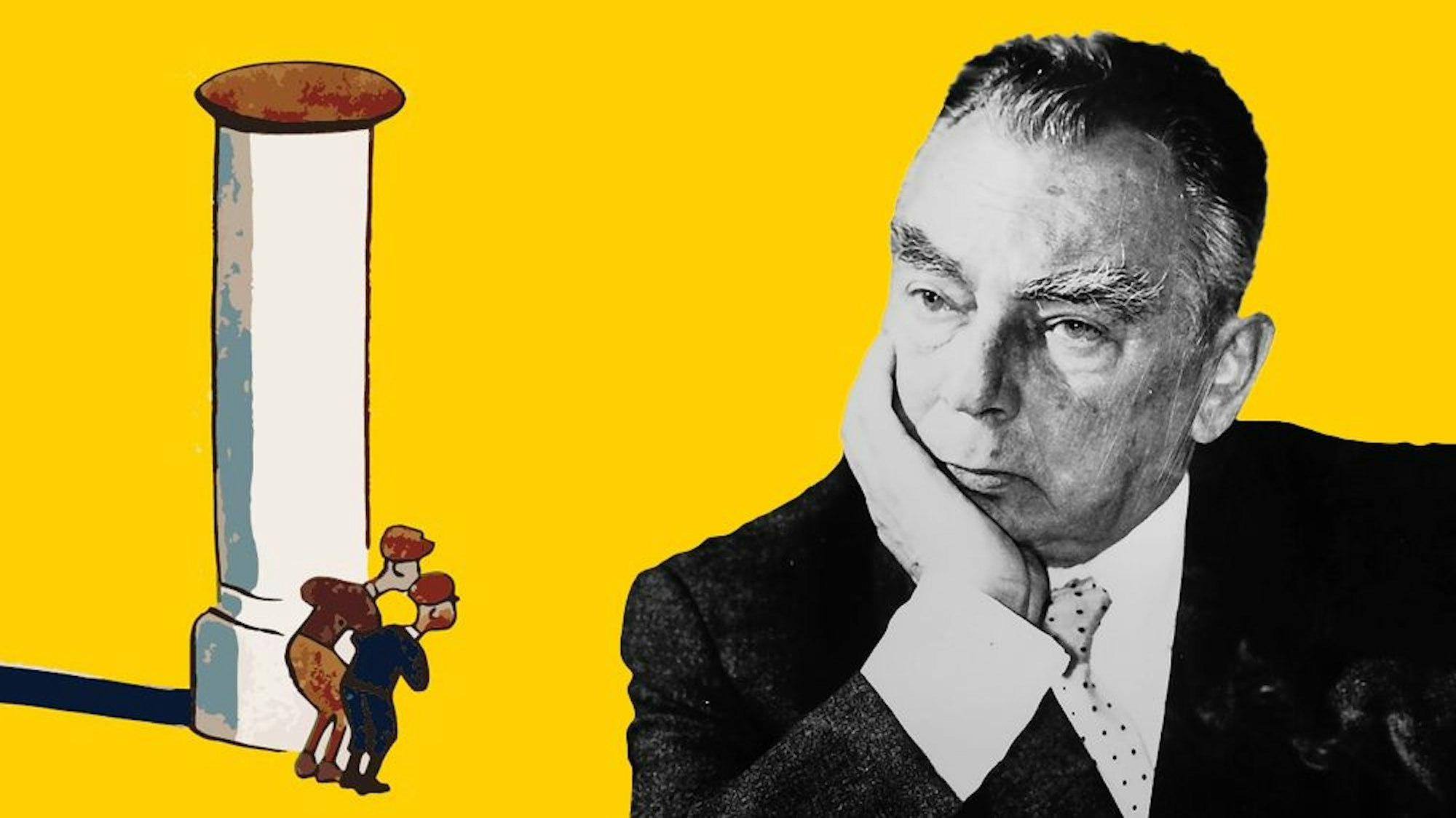 Collage: Szene aus dem Kinderbuch Emil und die Detektive, Freisteller von Erich Kästner