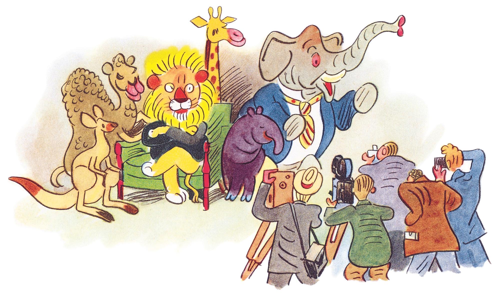 Illustration von Walter Trier aus Kästners „Die Konferenz der Tiere“