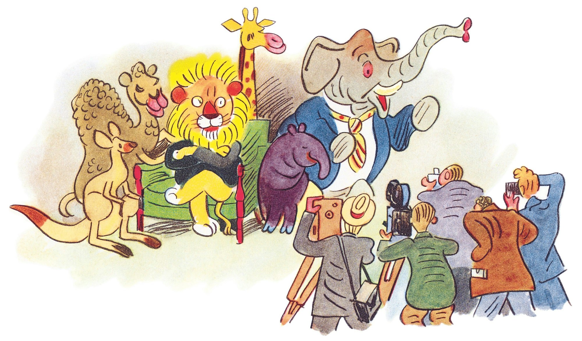 Illustration von Walter Trier aus Kästners „Die Konferenz der Tiere“