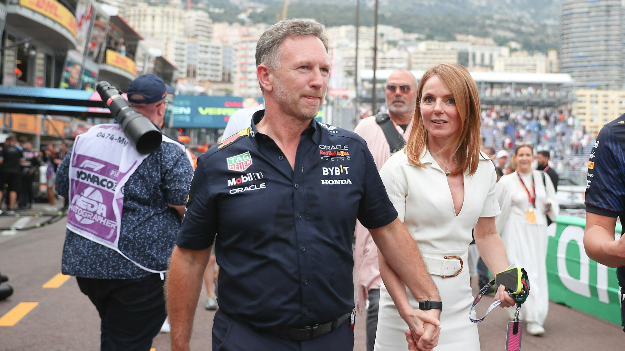 Geri Halliwell-Horner (r.) und Ehemann Christian Horner beim Großen Preis von Monaco im vergangenen Jahr.