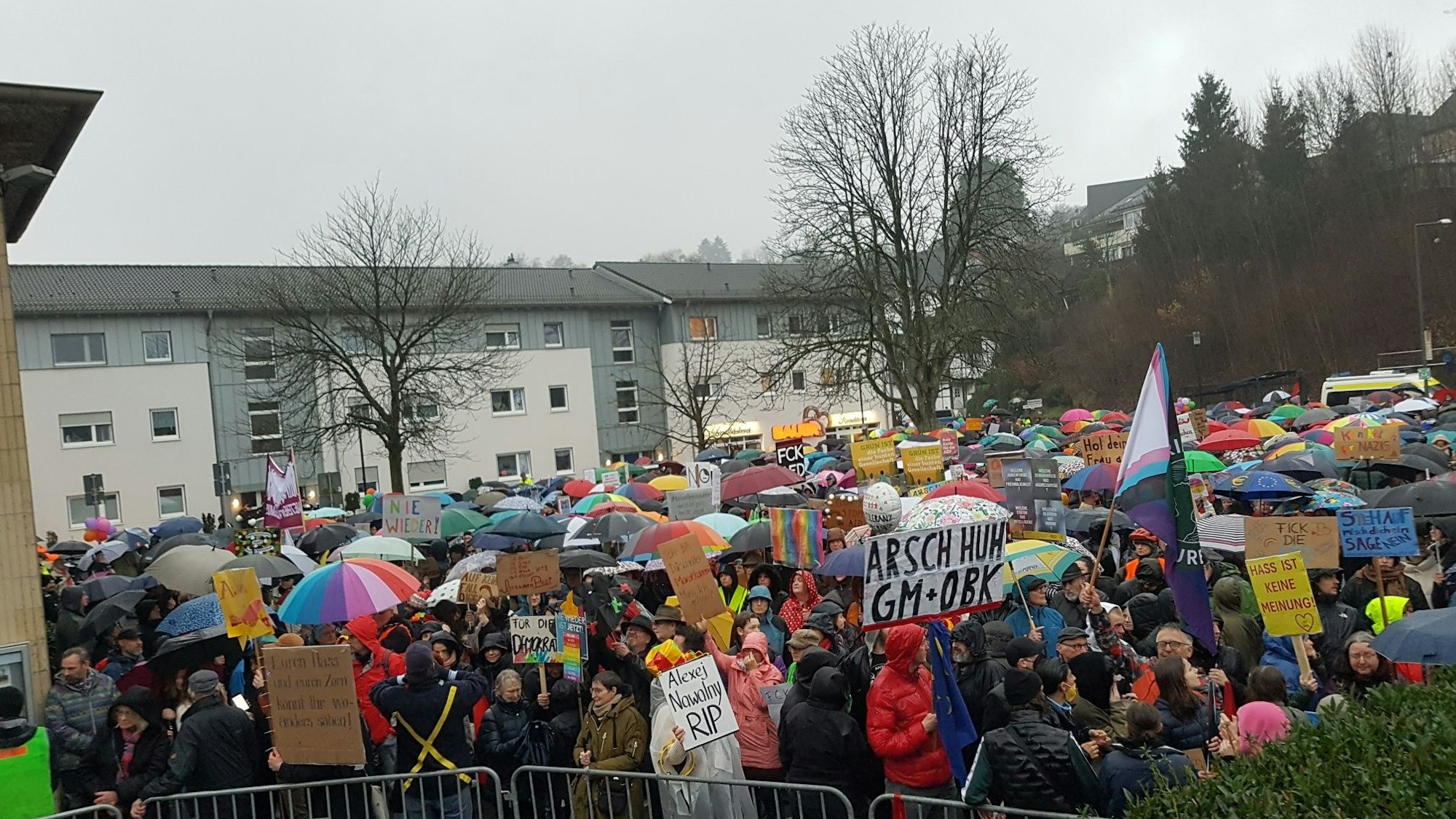 Das Foto zeigt die Demonstration gegen die AfD in Kürten.