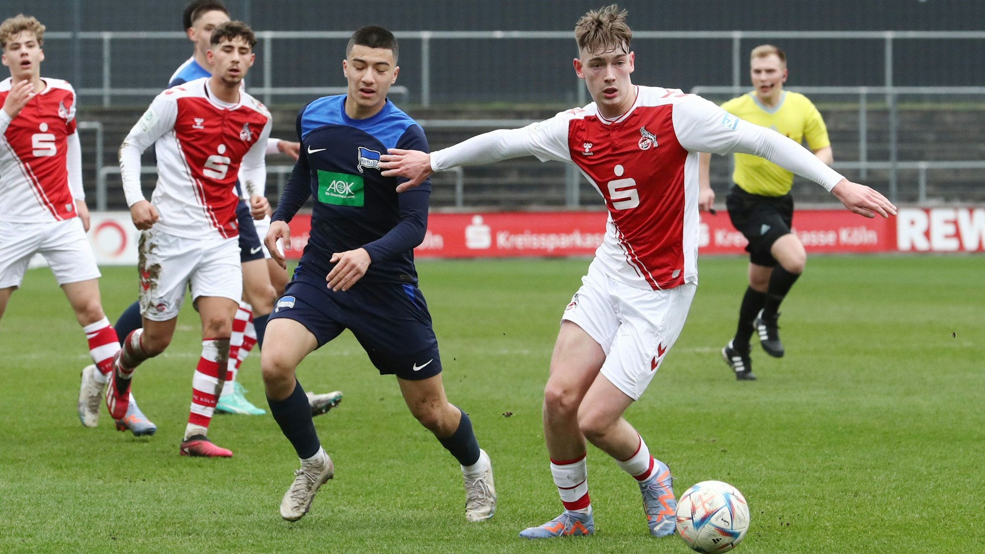 1.FC Köln U19 vs. Hertha BSC Berlin U19, DFB Pokal Halbfinale, rechts: Marlon Monning (1. FC Köln), 03.04.2023, Bild: Herbert Bucco