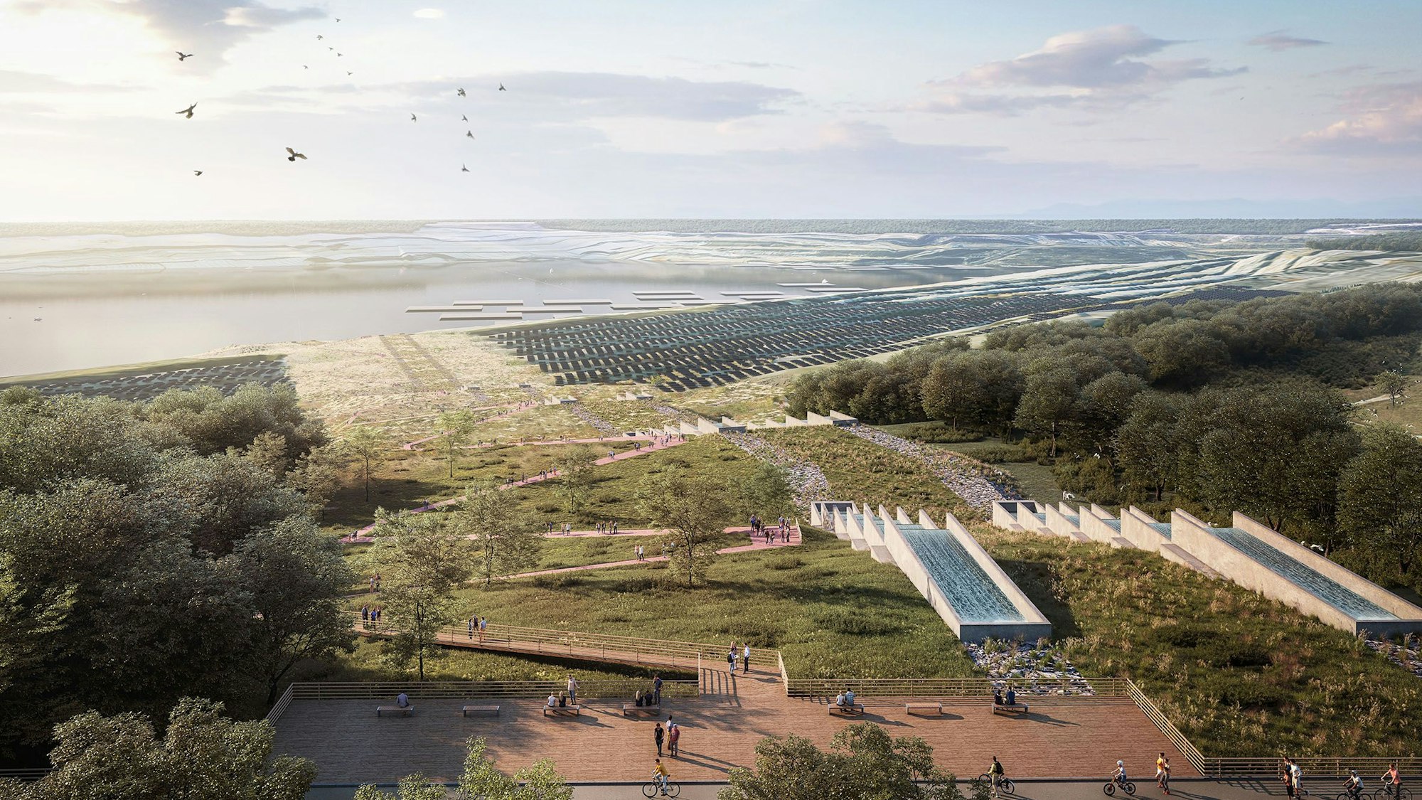 Touristenattraktion Einleitungsbauwerk in Elsdorf. Hier stürzt Rheinwasser in den Tagebau