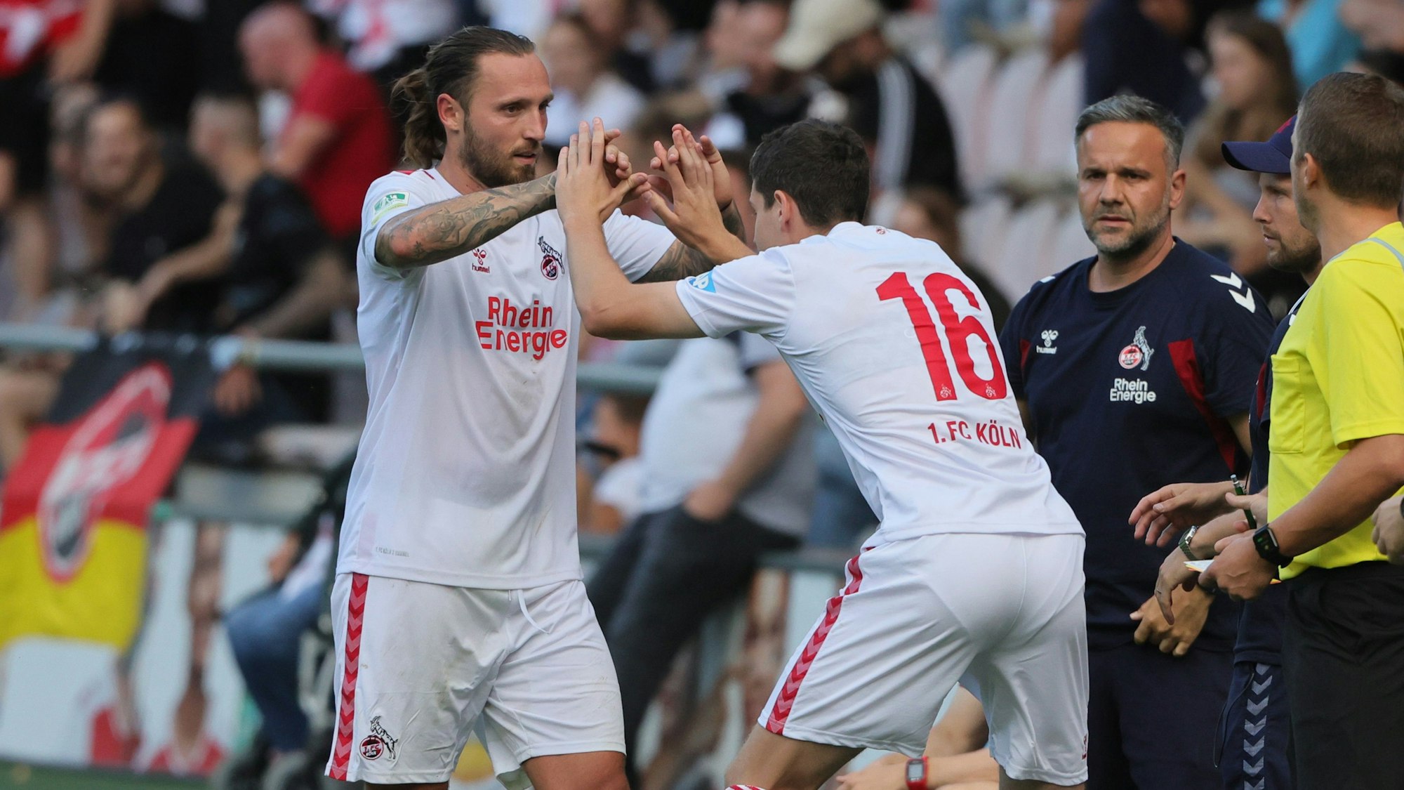 1. FC Köln Amateure (U21) vs. 1. FC Bocholt, Regionalliga West, Saison 2023/24,links: Marco Höger (1. FC Köln), 12.08.2023, Bild: Herbert Bucco
