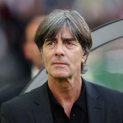 Finale, Olympiastadion. Der ehemalige Bundestrainer Joachim Löw vor dem Spiel. Löw spricht über die Ausmusterung von Max Kruse vor der WM 2014.