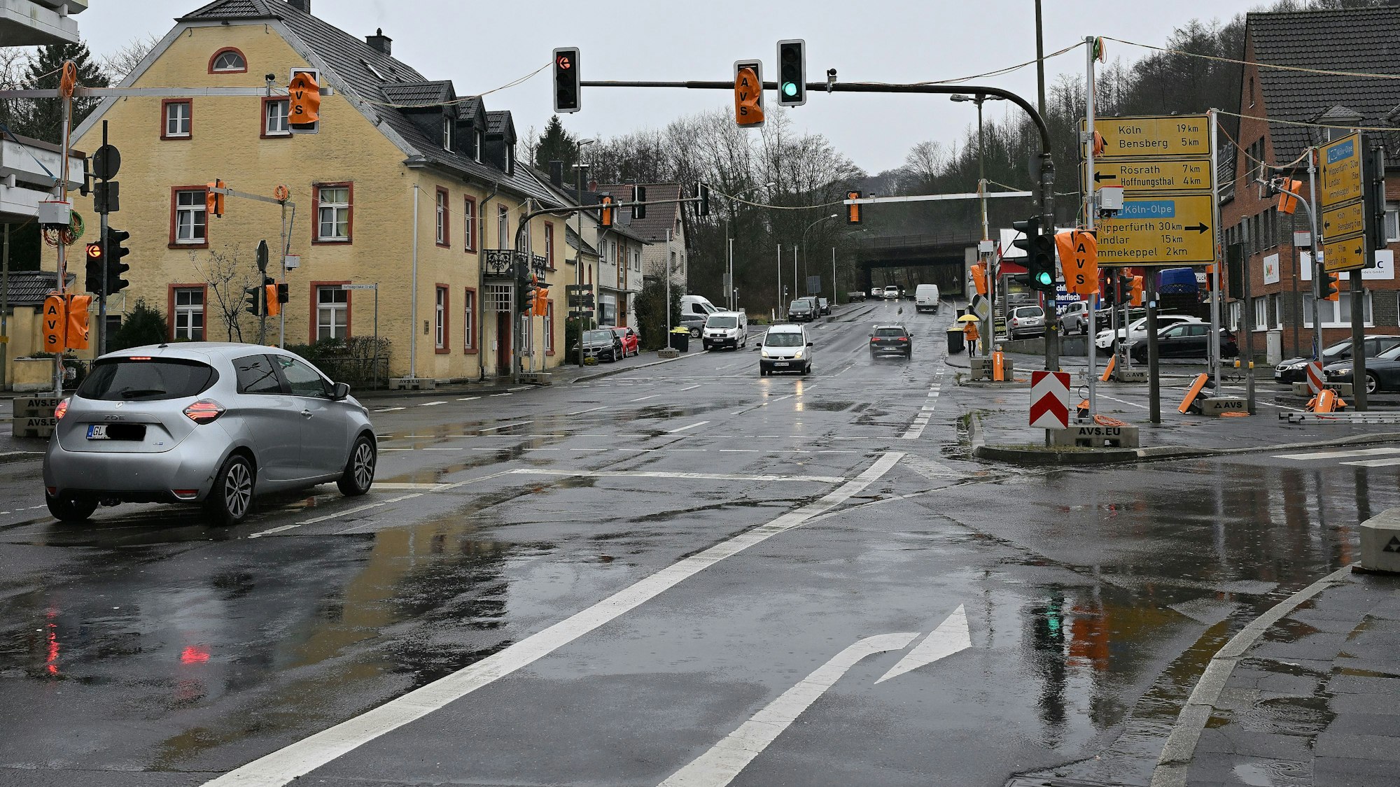 Baustellenampeln an der Kreuzung von L136 und Sülztal-Landstraße 284.