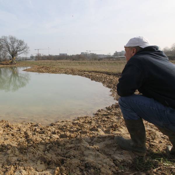 Initiator Andreas Fey freut sich demnächst über hoffentlich viele Amphibien.