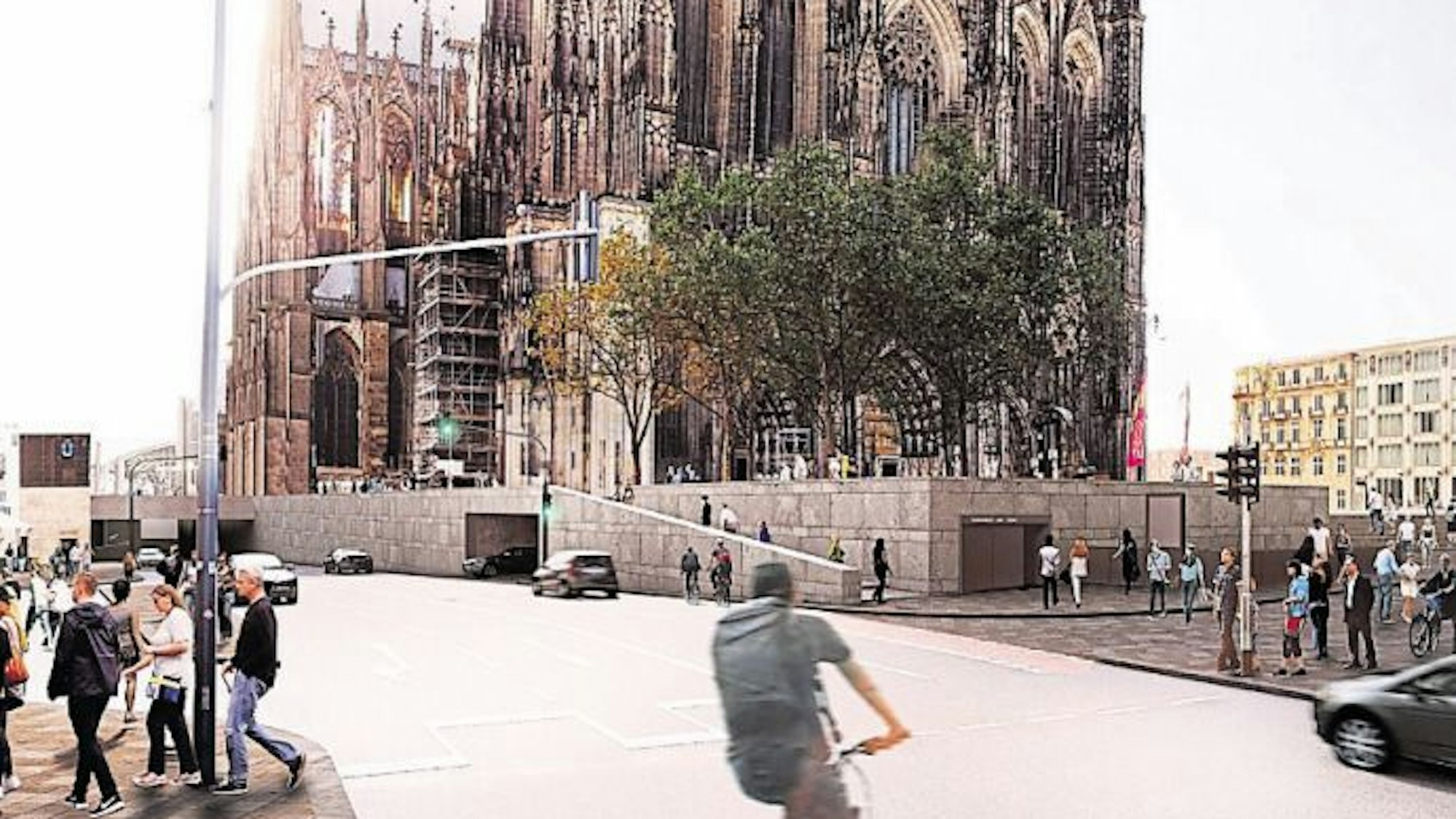 So soll der nordwestliche Domsockel nach der Neugestaltung aussehen.