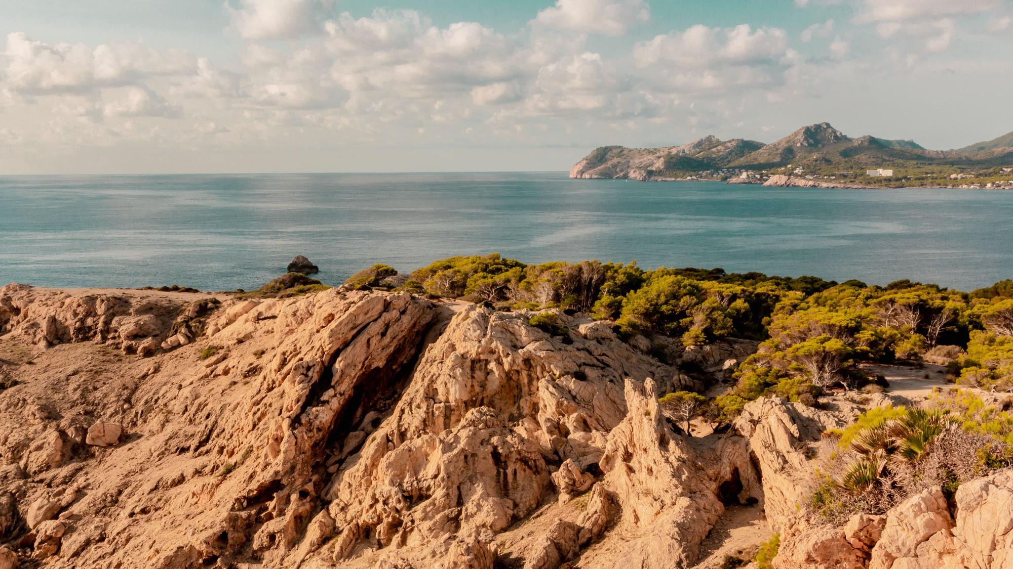 Coastal landscape on the island of Mallorca with turquoise blue sea water