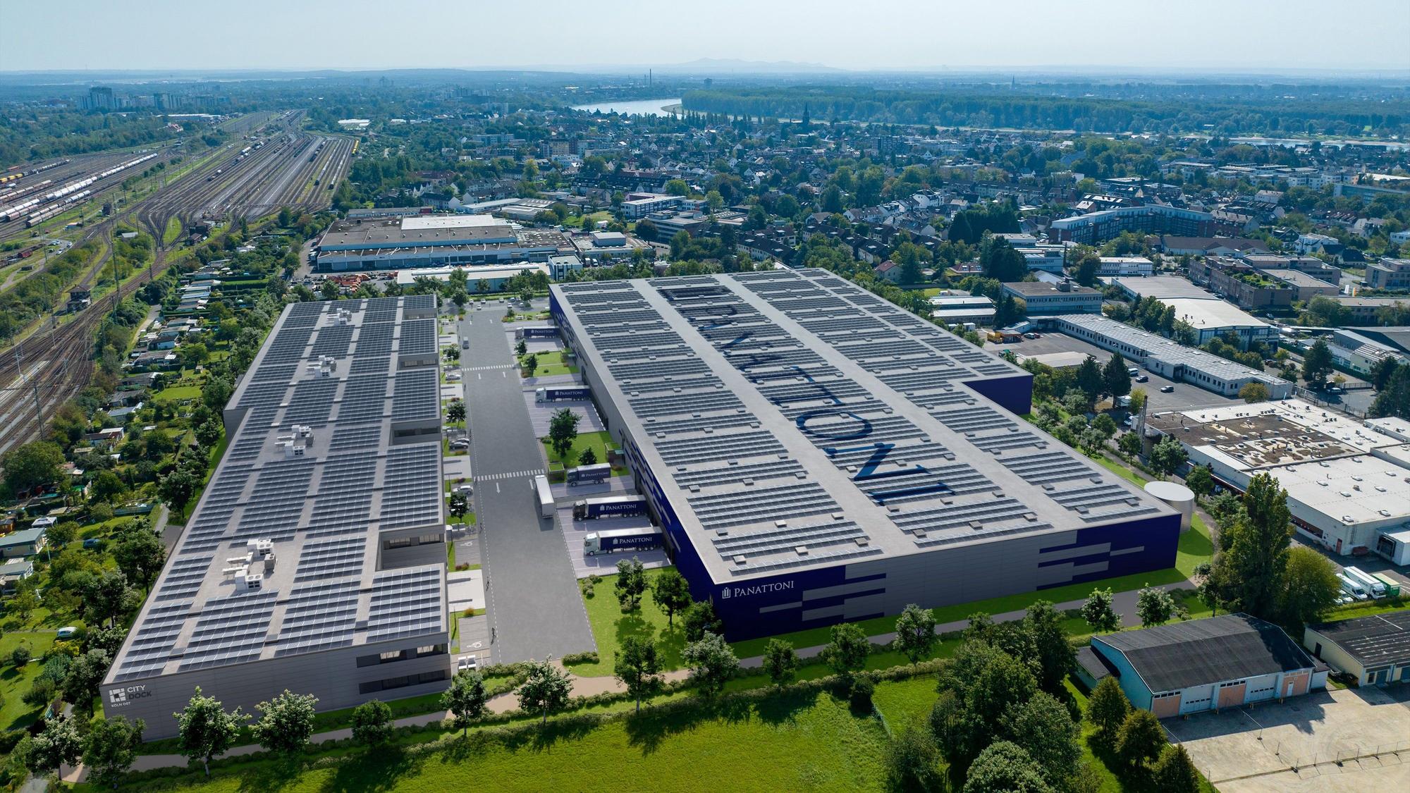 Die Visualisierung zeigt den künftigen Campus Köln Ost von Entwickler Panattoni in Porz-Westhoven.