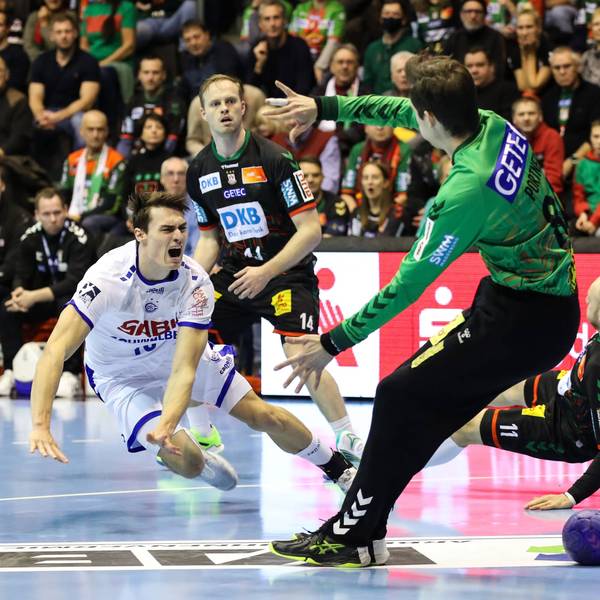 Spielszene aus dem Handballspiel VfL Gummersbach gegen den SC Magdeburg in der Bundesliga Saison 2023-2024.