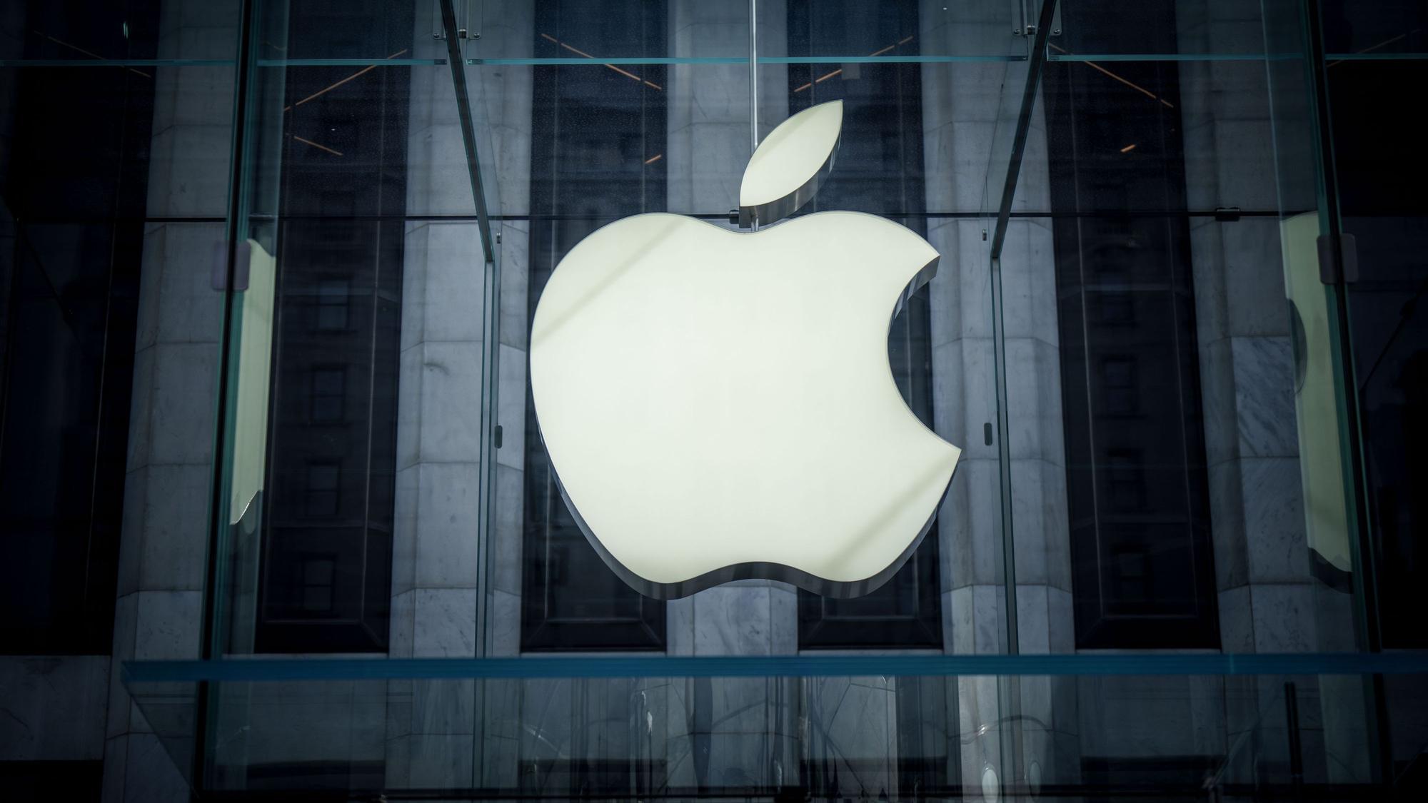 Das Logo von Apple aufgenommen in Manhatten.