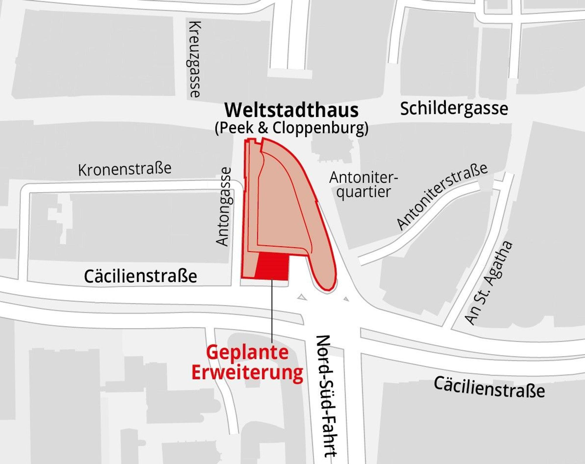 Lage des Weltstadthaus in Köln