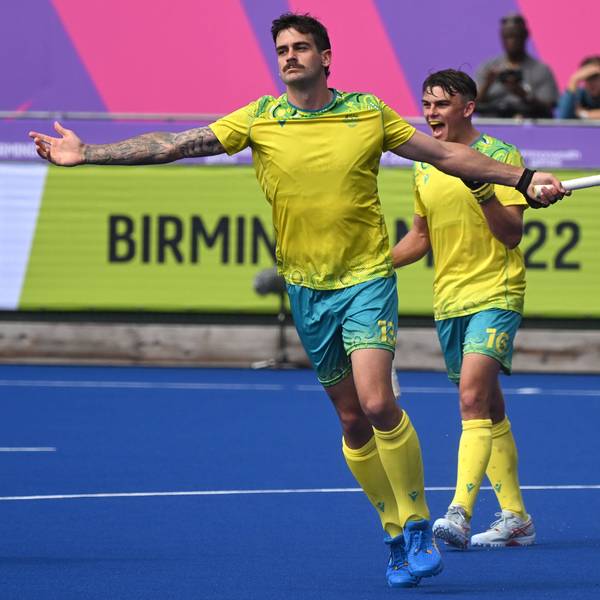 COM22 HOCKEY, Blake Govers of Australia celebrates after scoring a goal during The Mens Pool Hockey match between Australia and Scotland on Day 3 of the XXII Commonwealth Games at University Hockey and Squash Centre in Birmingham, England, Sunday, July 31, 2022. ACHTUNG: NUR REDAKTIONELLE NUTZUNG, KEINE ARCHIVIERUNG UND KEINE BUCHNUTZUNG BIRMINGHAM UNITED KINGDOM PUBLICATIONxINxGERxSUIxAUTxONLY Copyright: xDEANxLEWINSx 20220731001685171246