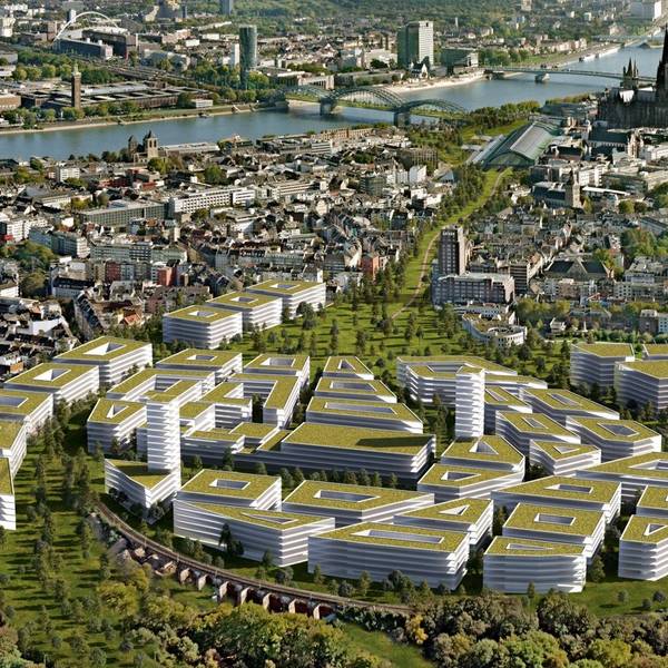 Die Vision Neue Mitte Köln: Der Hauptbahnhof am Dom wird zur Veranstaltungshalle, das Gleisbett wird zur begrünten Fahrradstrecke und auf dem Areal des DB-Betriebsbahnhofs soll eine Parkstadt Nord entstehen. Der Nahverkehr verläuft unterirdisch