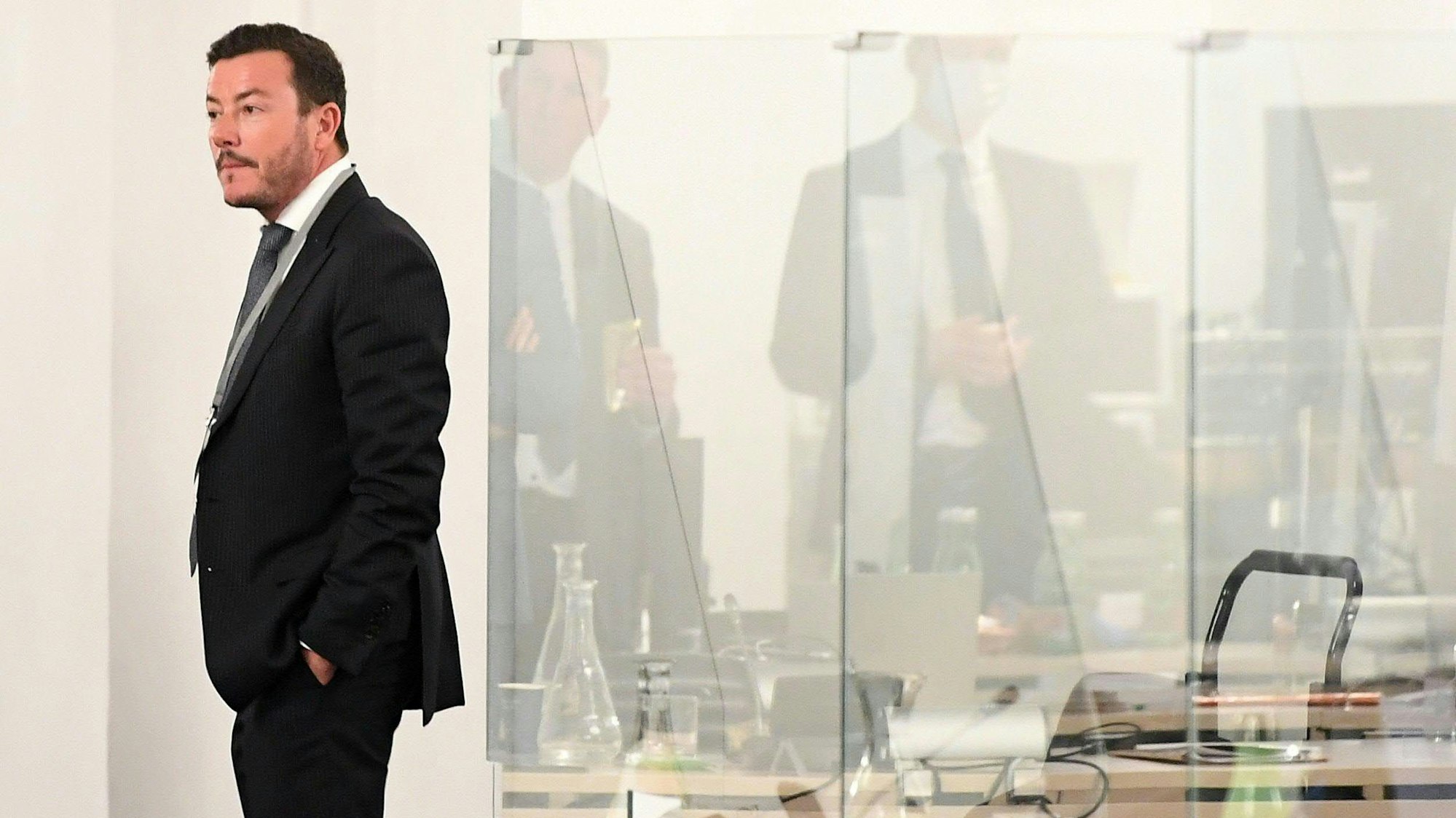 Signa-Holding-Gründer René Benko, aufgenommen im Rahmen des Ibiza-U-Ausschusses im Parlamentsausweichquartier in der Hofburg.