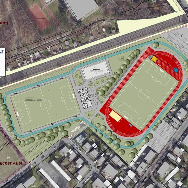 Der Planungsentwurf für die Sportanlage im Auel.