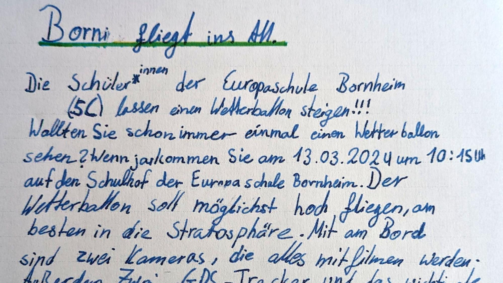 Ein per Hand geschriebener Zettel.