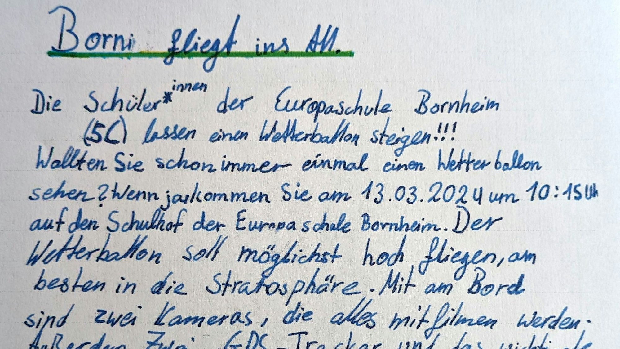 Ein per Hand geschriebener Zettel.