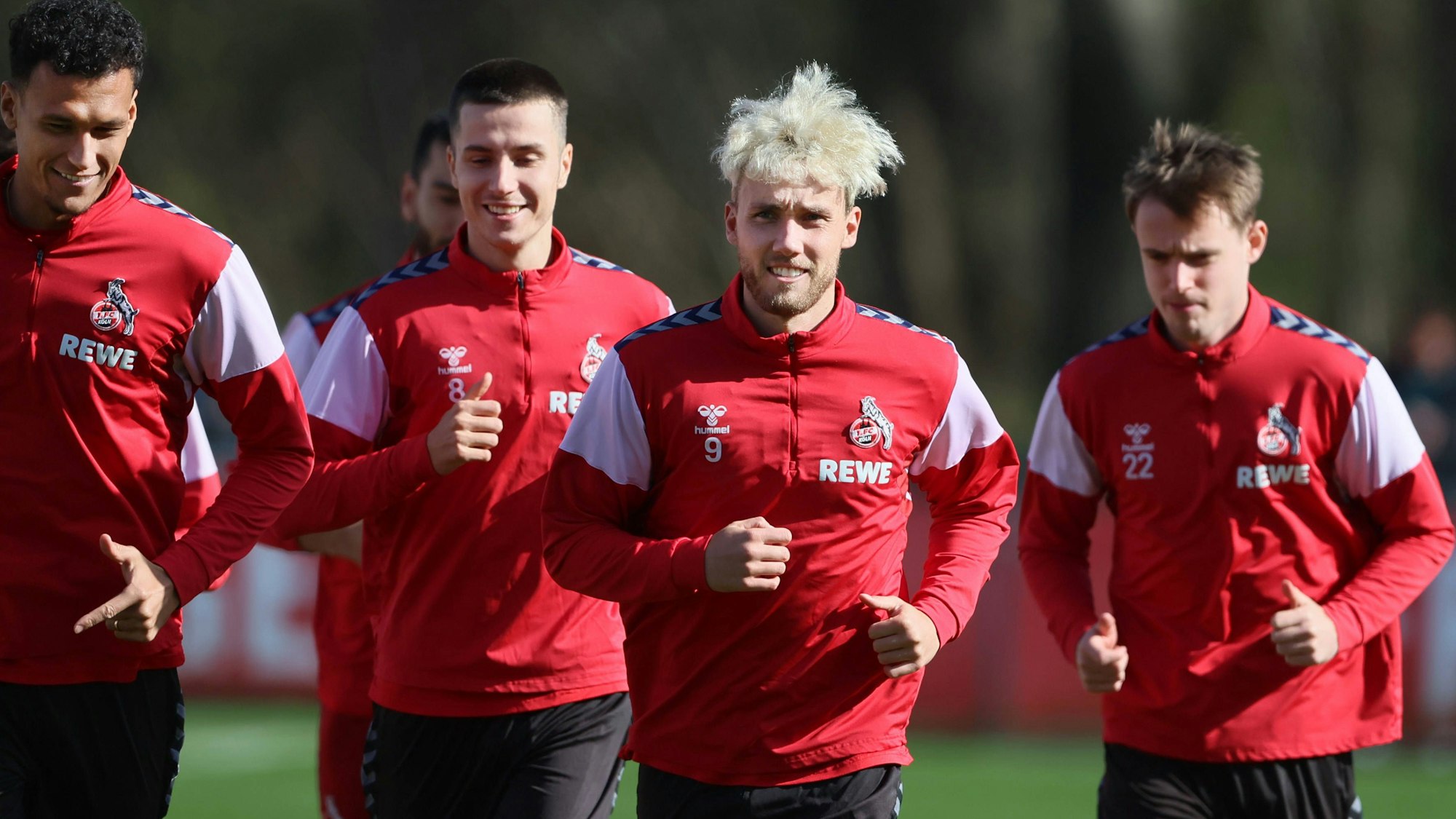 1. FC Köln, Training, von links: Davie Selke, Denis Huseinbasic, Luca Waldschmidt, Jacob Christensen