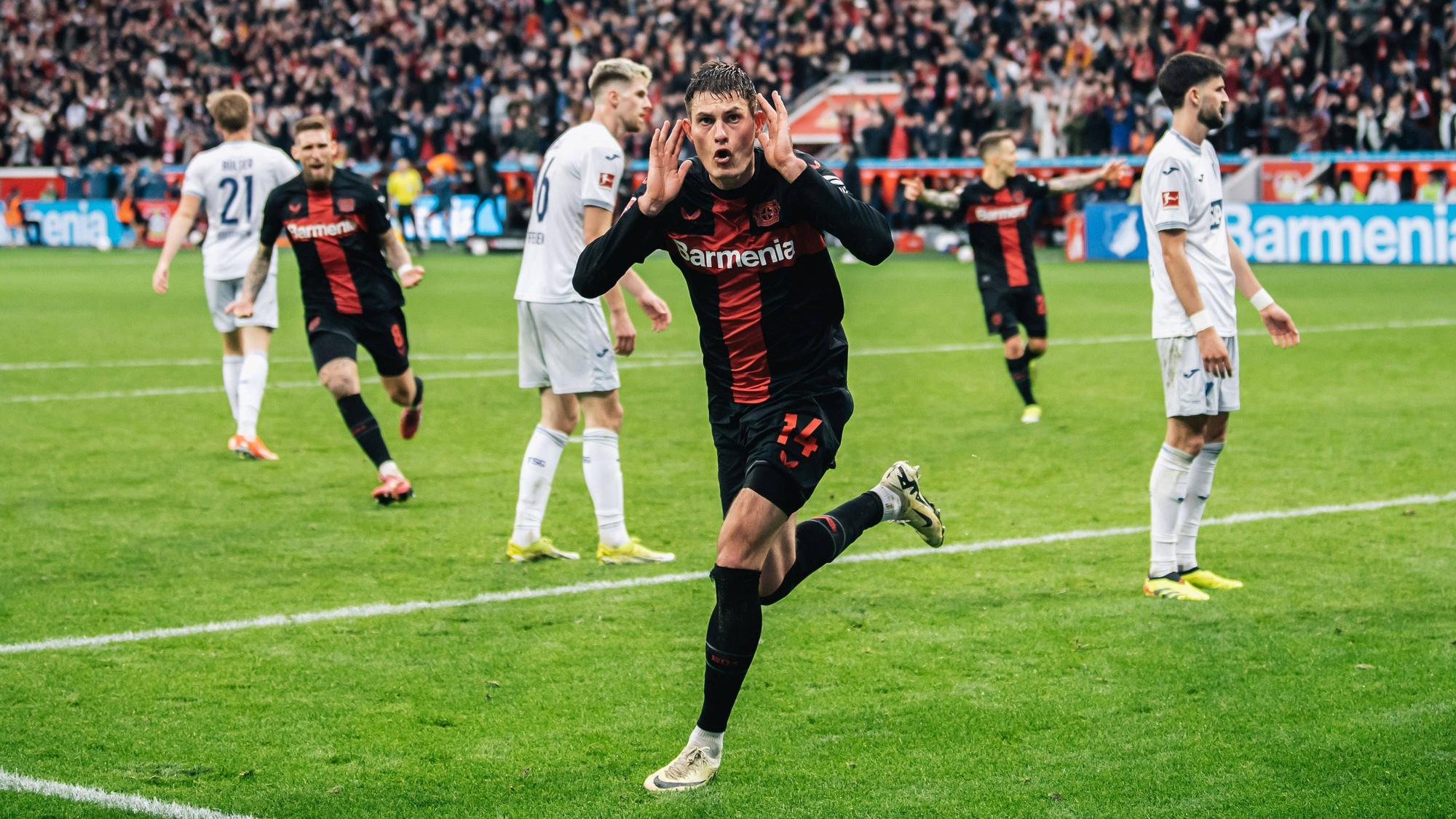 Wieder spätes Glück. Leverkusens Patrik Schick bejubelt seinen 2:1-Siegtreffer in der Nachspielzeit gegen die TSG Hoffenheim.