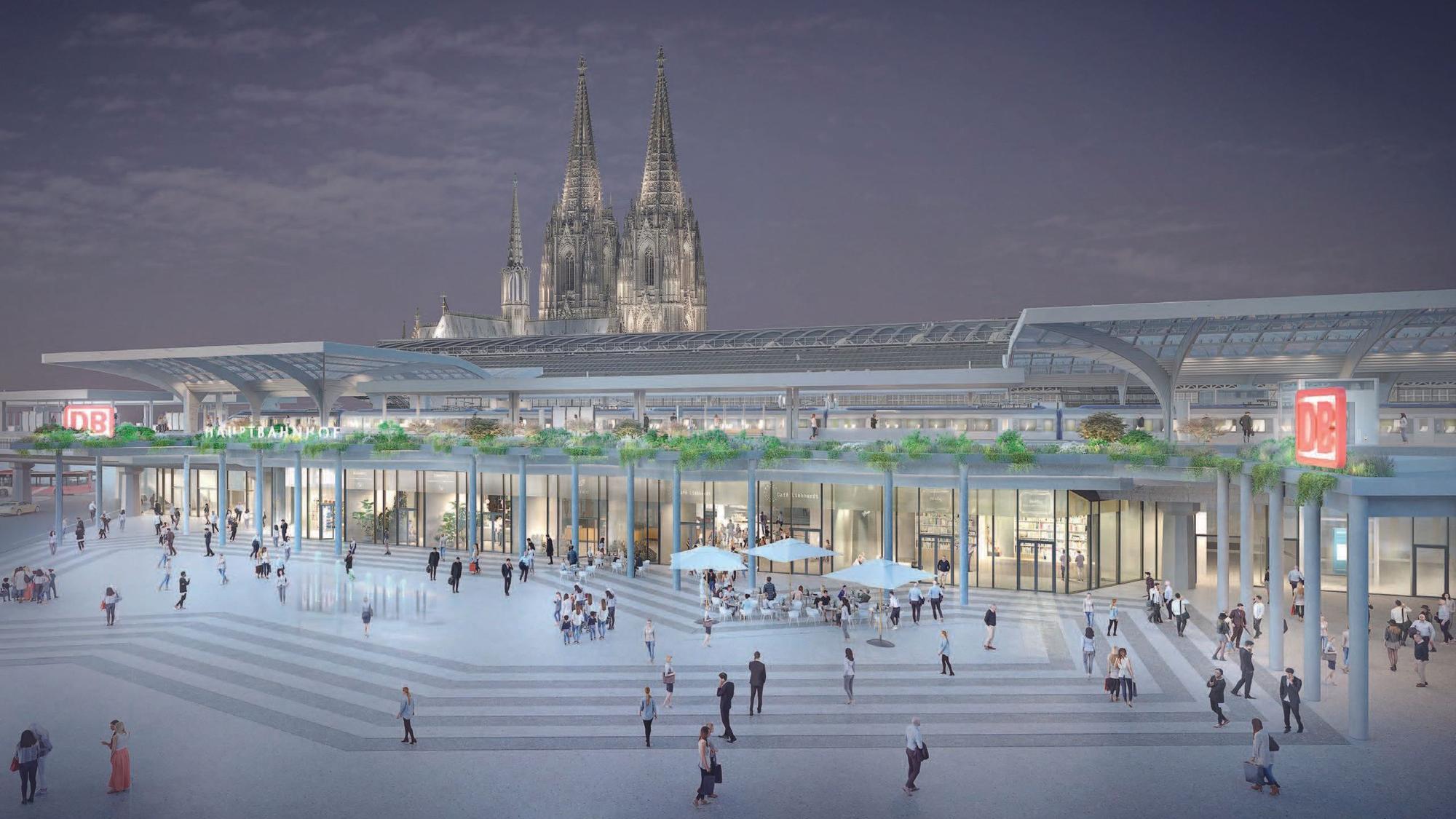 Der Hauptbahnhof vom Breslauer Platz aus gesehen.
