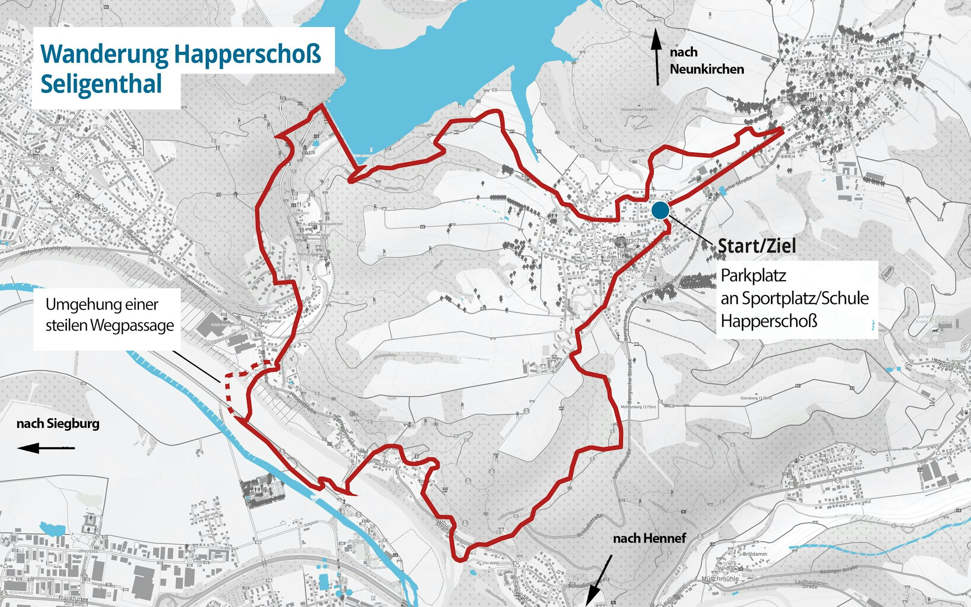 Der Wanderweg ausgehend von Happerschoß.