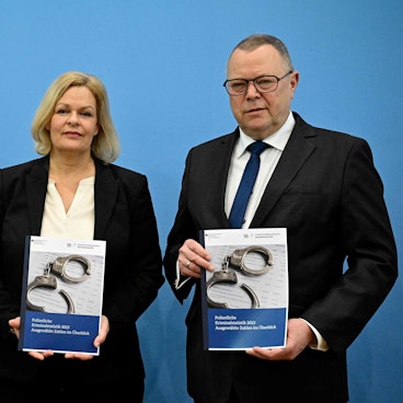Bundesinnenministerin Nancy Faeser (SPD) hat am Dienstag die Kriminalstatistik der Polizei vorgestellt.