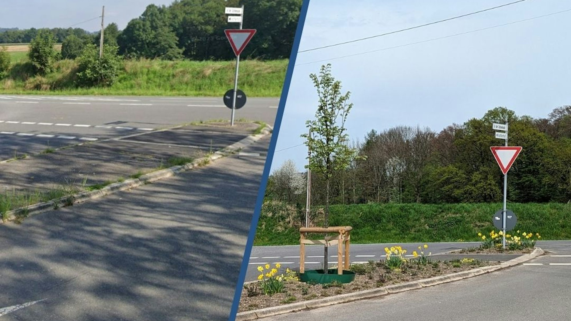 Die Stadt Rösrath sorgt für mehr Grün entlang von Straßen. In der Schneekaule ist anstelle einer asphaltierten Mittelinsel nun ein bepflanztes Beet zu sehen.