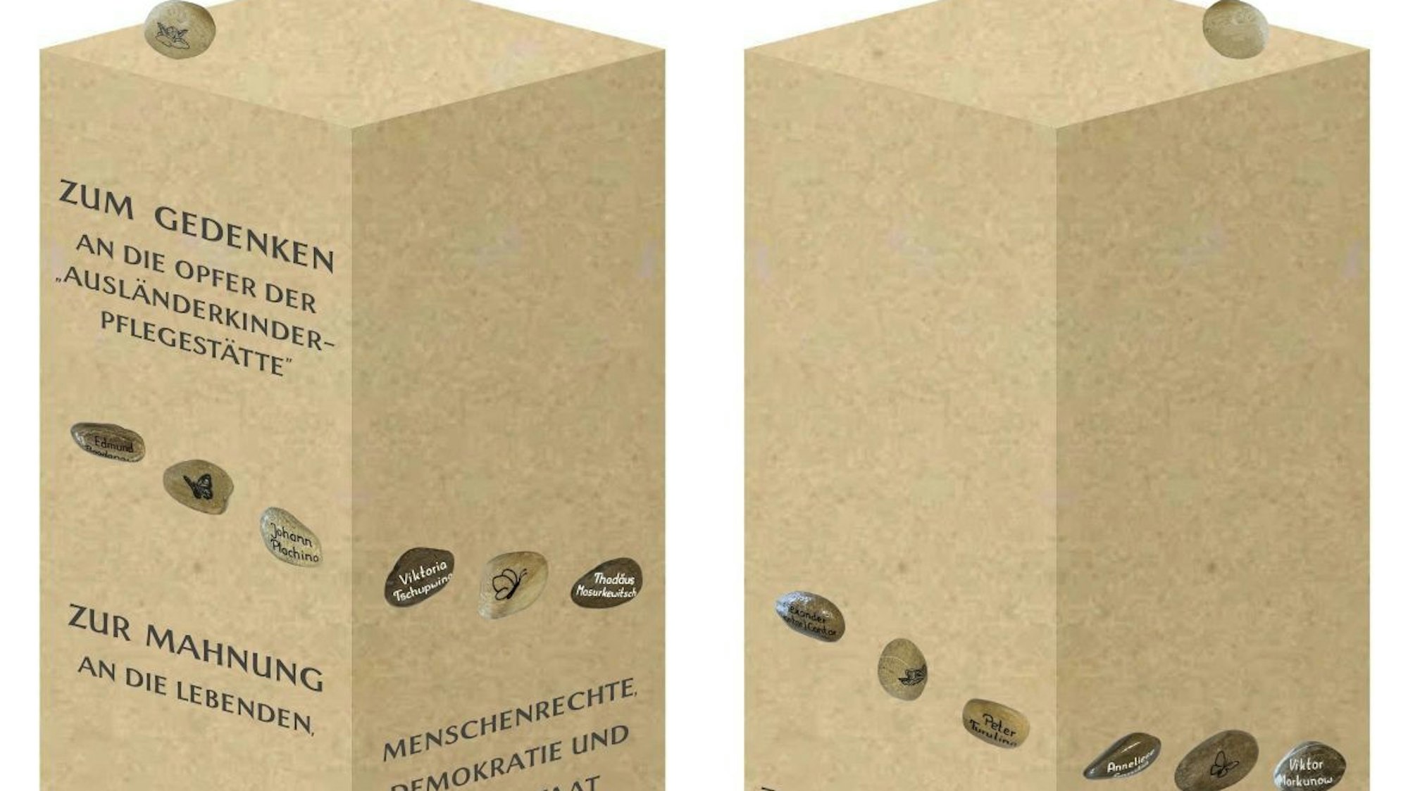 Entwürfe des Gedenksteins am die Opfer der "Ausländerkinder-Pflegestätte".