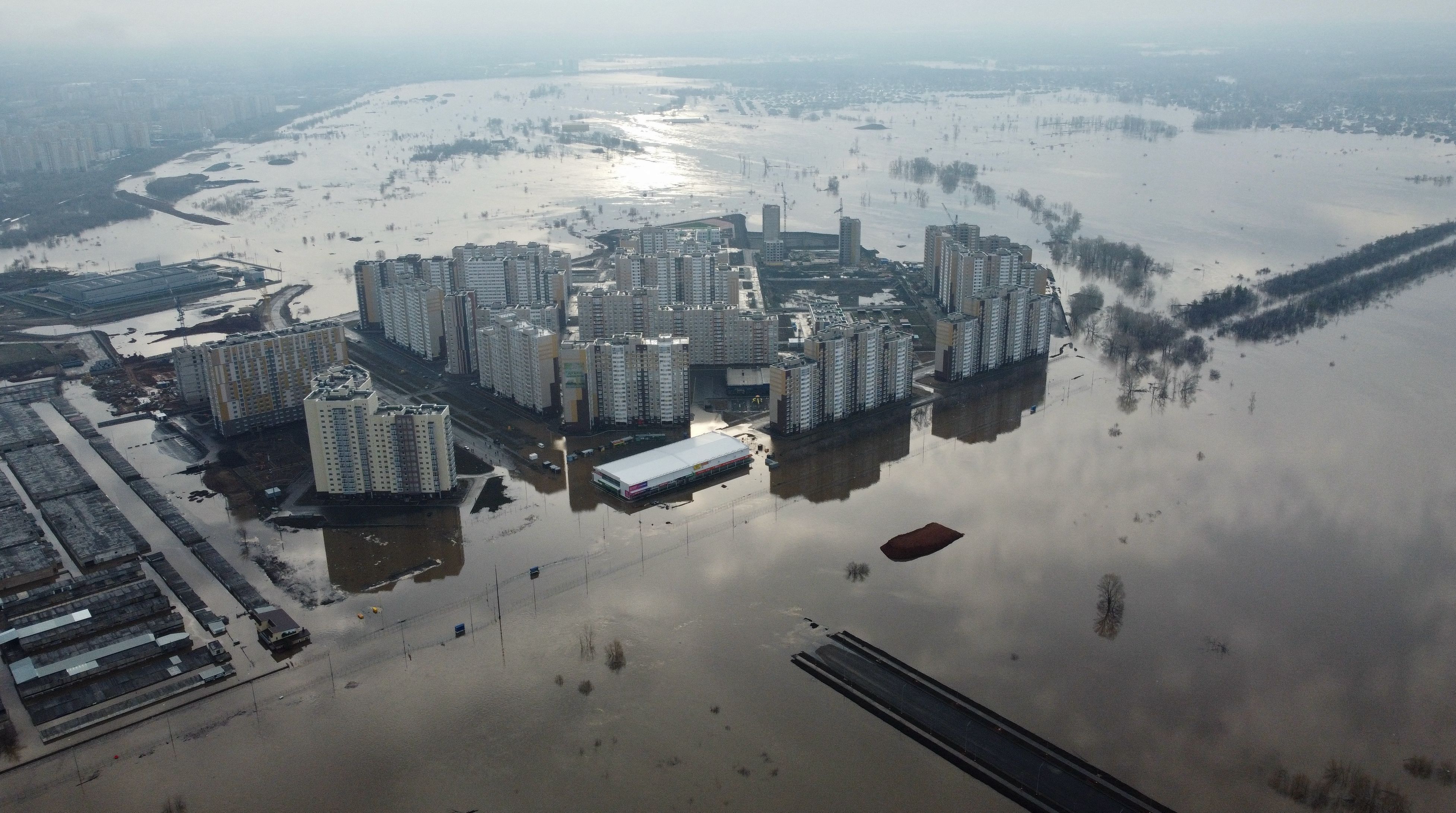 Überschwemmungen in Orenburg am 13. April.