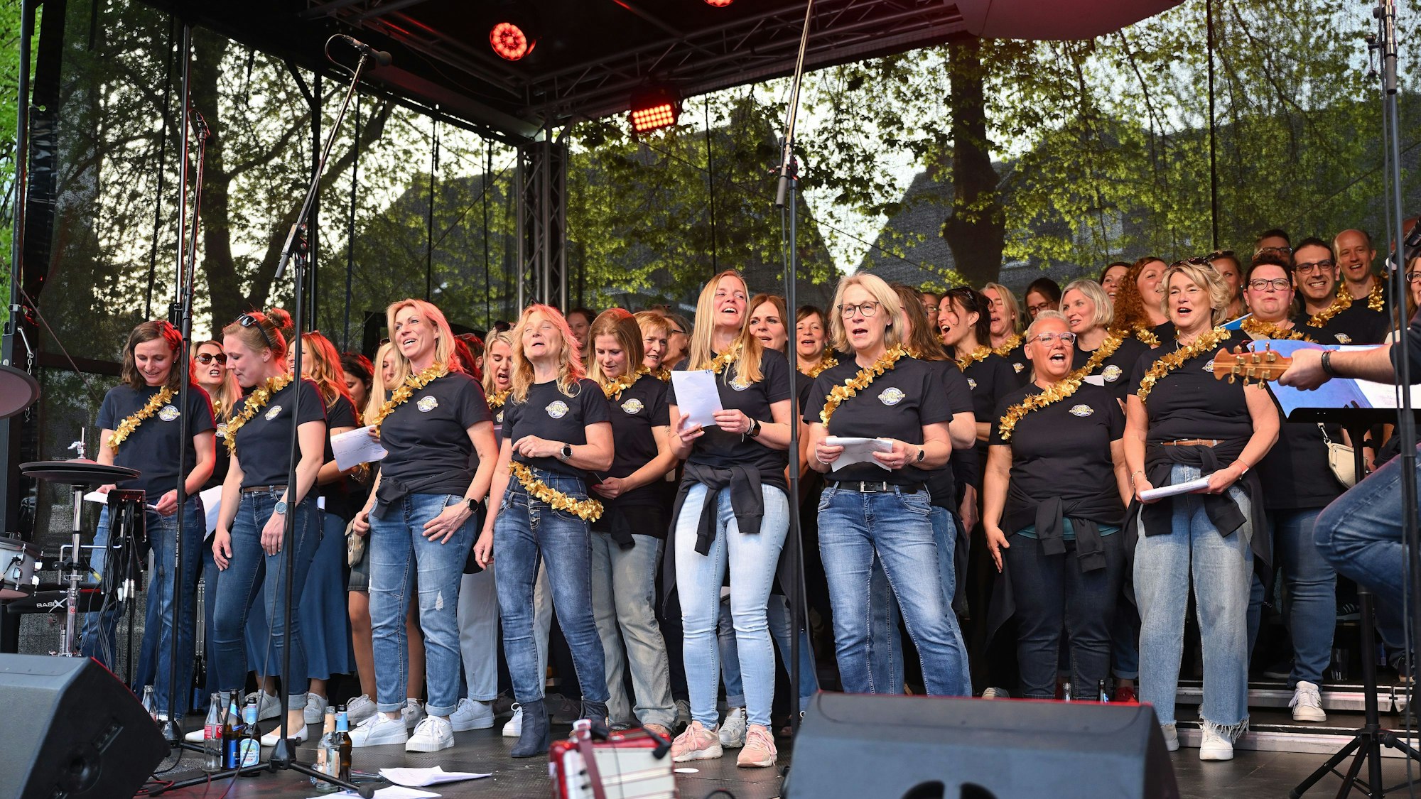Das Foto zeigt den Overather Kneipenchor beim Benefizkonzert