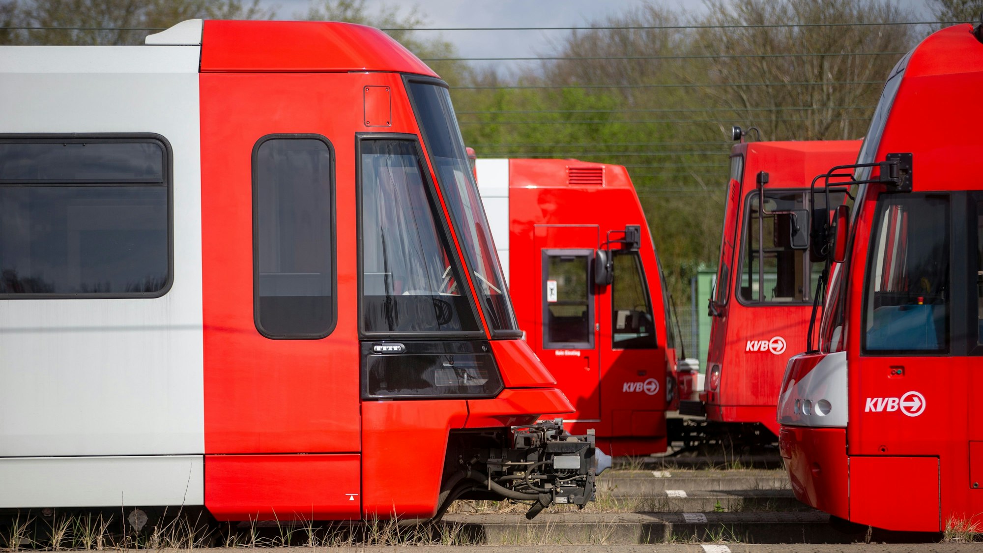 Straßenbahnen stehen im Depot.