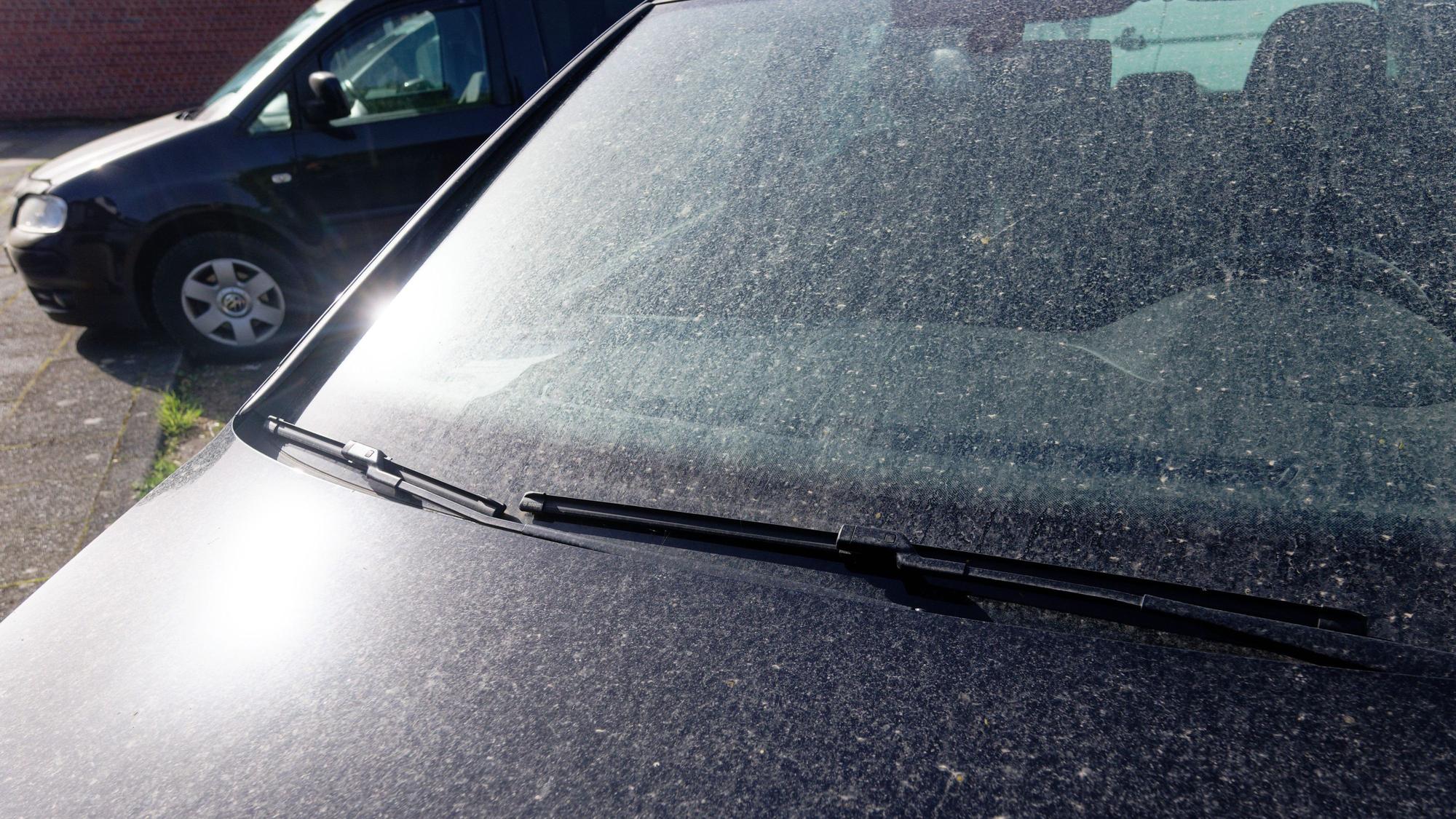 Saharstaub bedeckt nach einem Schauer die Oberfläche eines Autos. (Symbolbild)