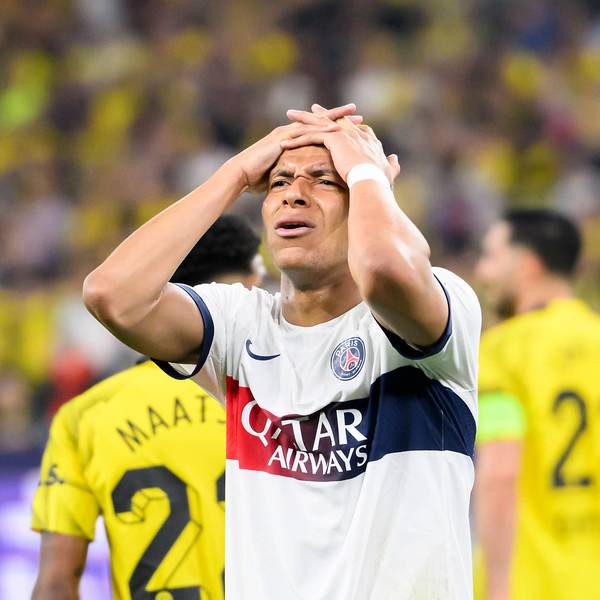 Kylian Mbappé nach einer vergebenen Torchance.