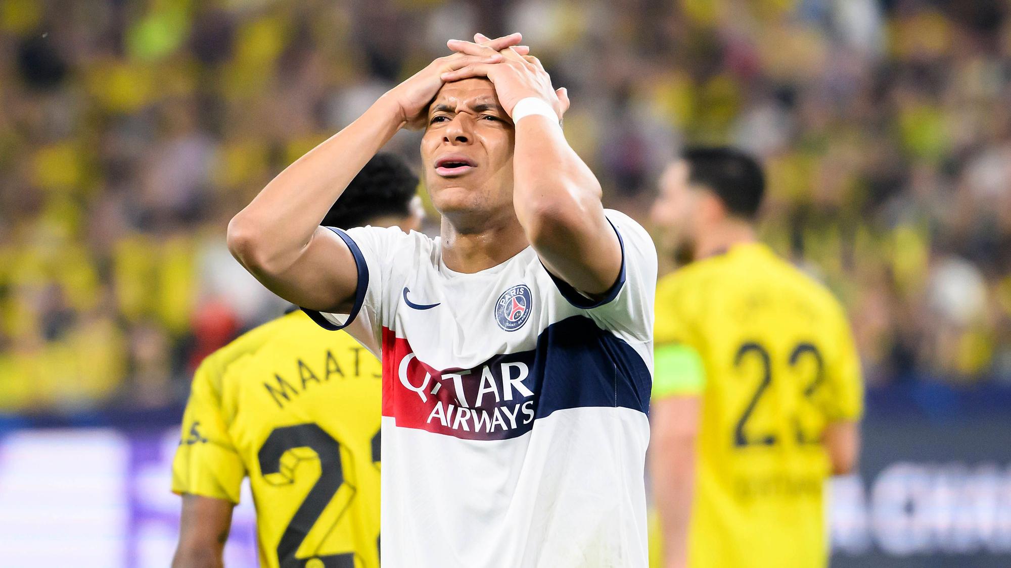 Kylian Mbappé nach einer vergebenen Torchance.