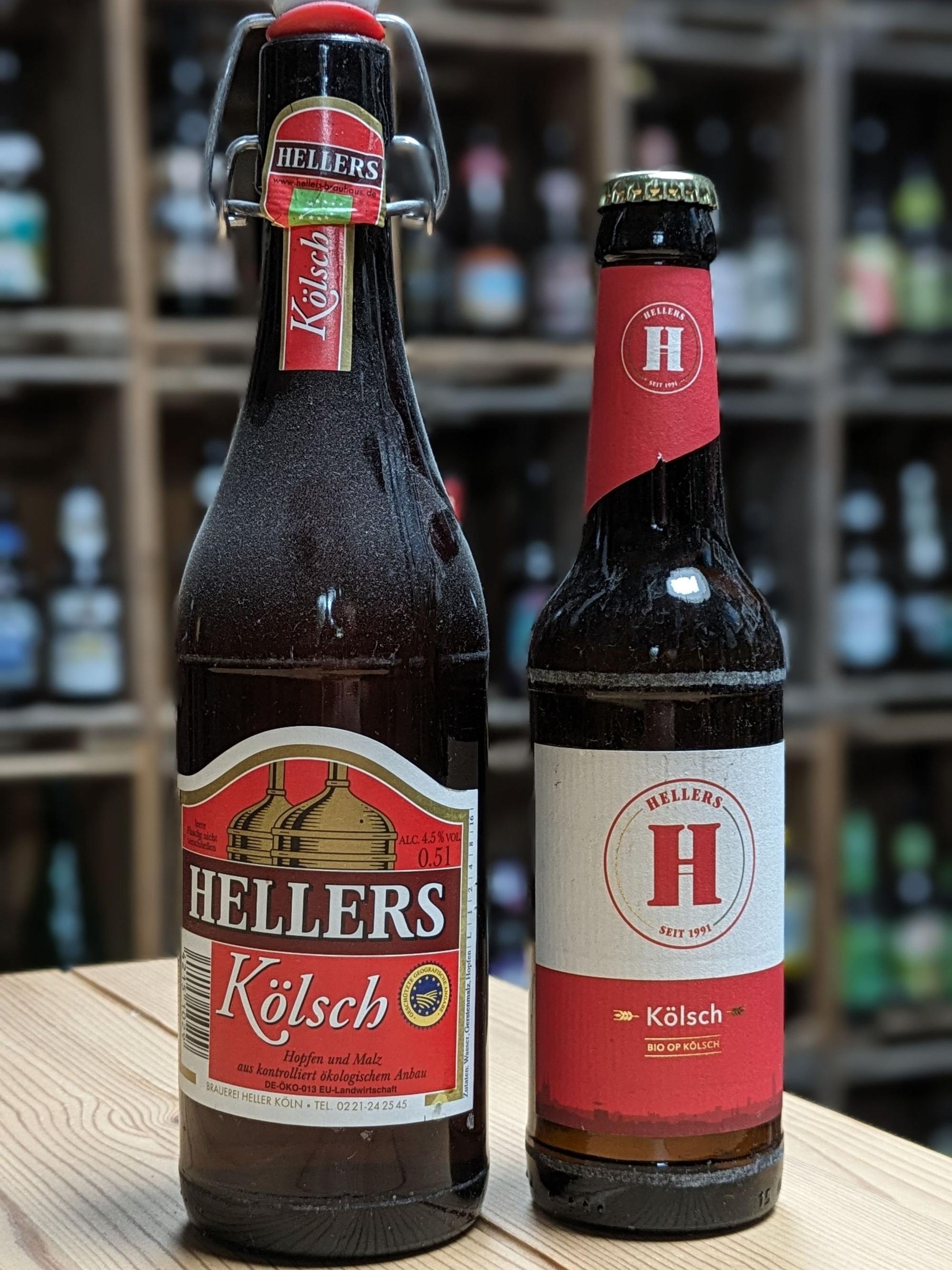 Früher gab es das Hellers Kölsch in der Bügelflasche. Mittlerweile hat sich nicht nur die Flaschenform verändert. Auch die Gestaltung der Flasche ist deutlich moderner geworden.