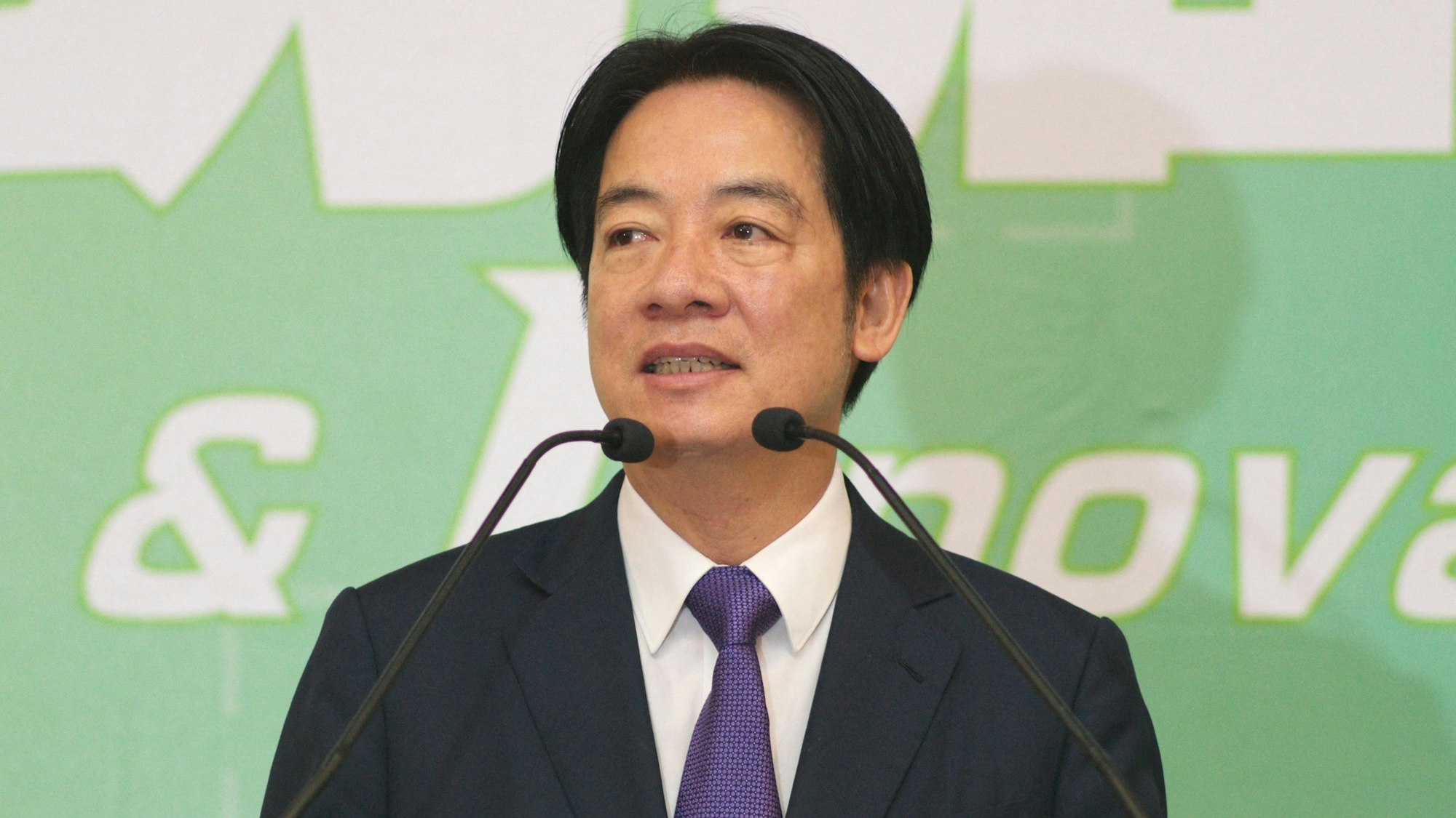 Taiwan's president-elect Lai Ching-te speaks during a press conference in Taipei on April 10, 2024. (Photo by Sam Yeh / AFP)