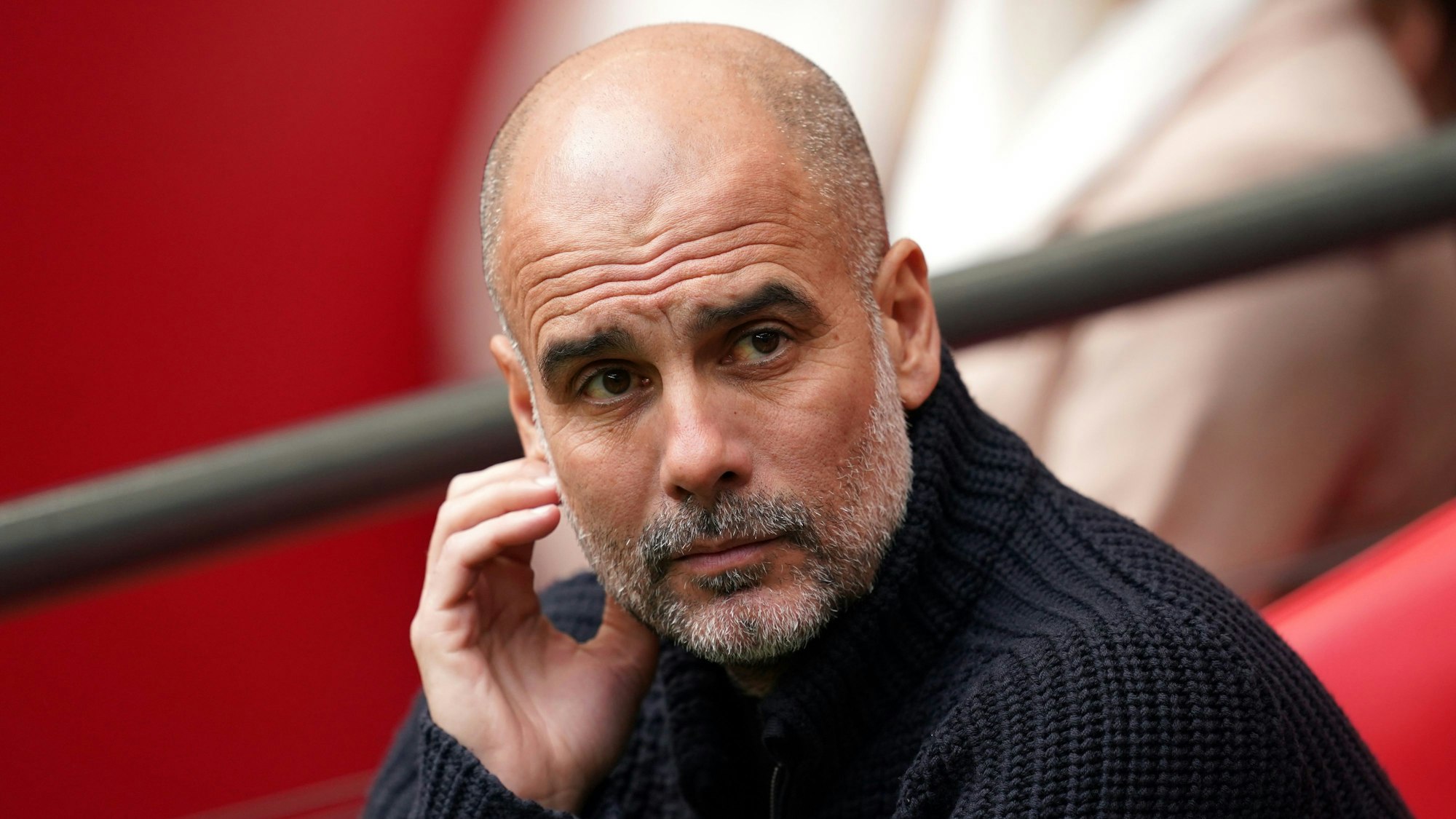 Pep Guardiola, Trainer von Manchester City, vor dem Spiel.