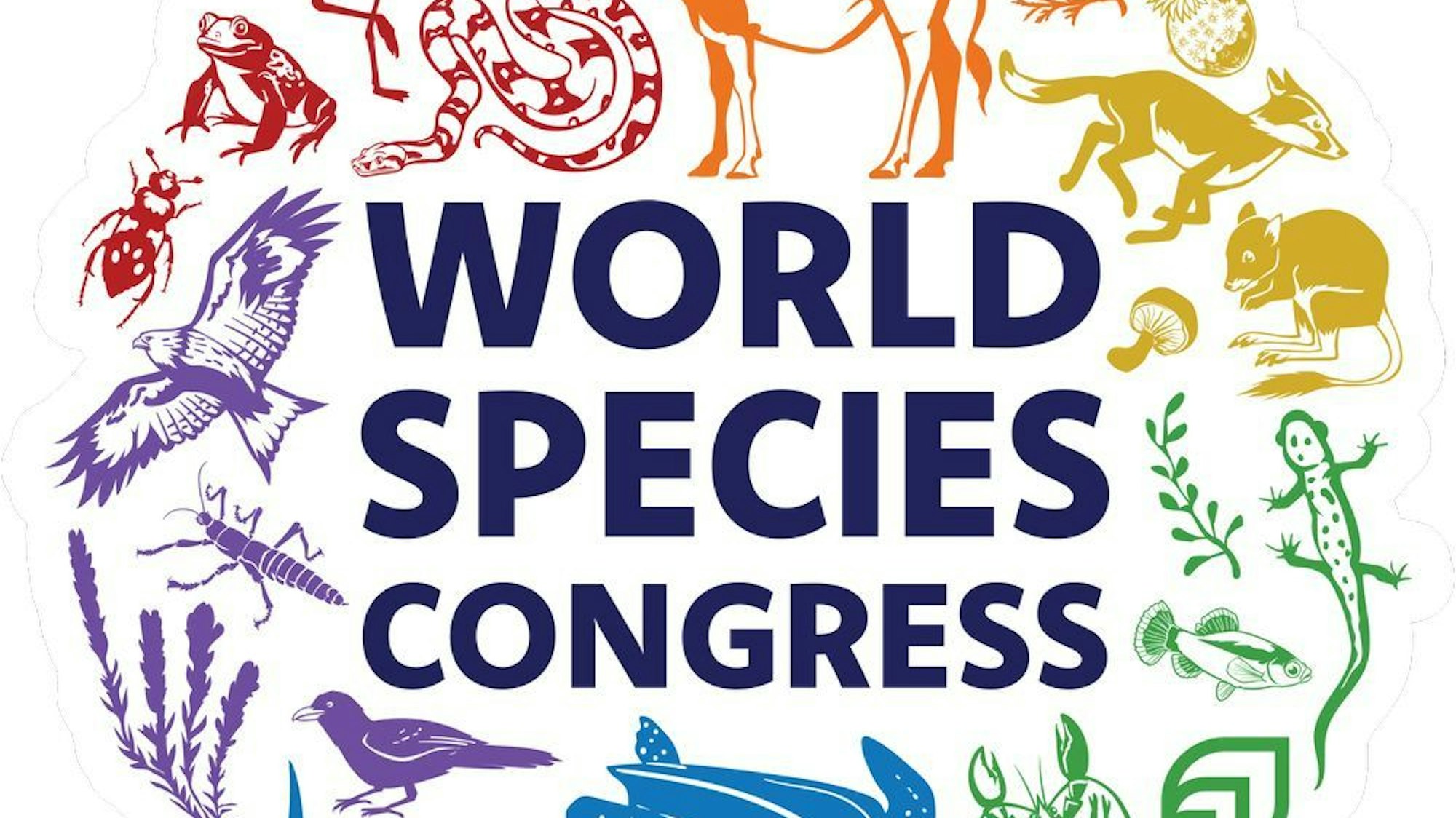 Viele bunte gezeichnete Tierarten bilden eine Kreis um den Titel der Veranstaltung.