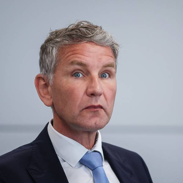 Björn Höcke, Vorsitzender der Thüringer AfD, bei seinem Prozess im Landgericht. Höcke wurde zu einer Geldstrafe verurteilt.