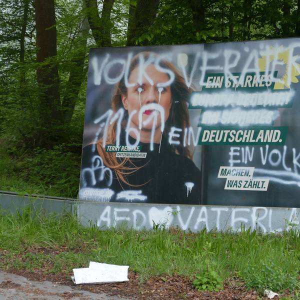 Ein Wahlplakat der Grünen ist beschmiert.