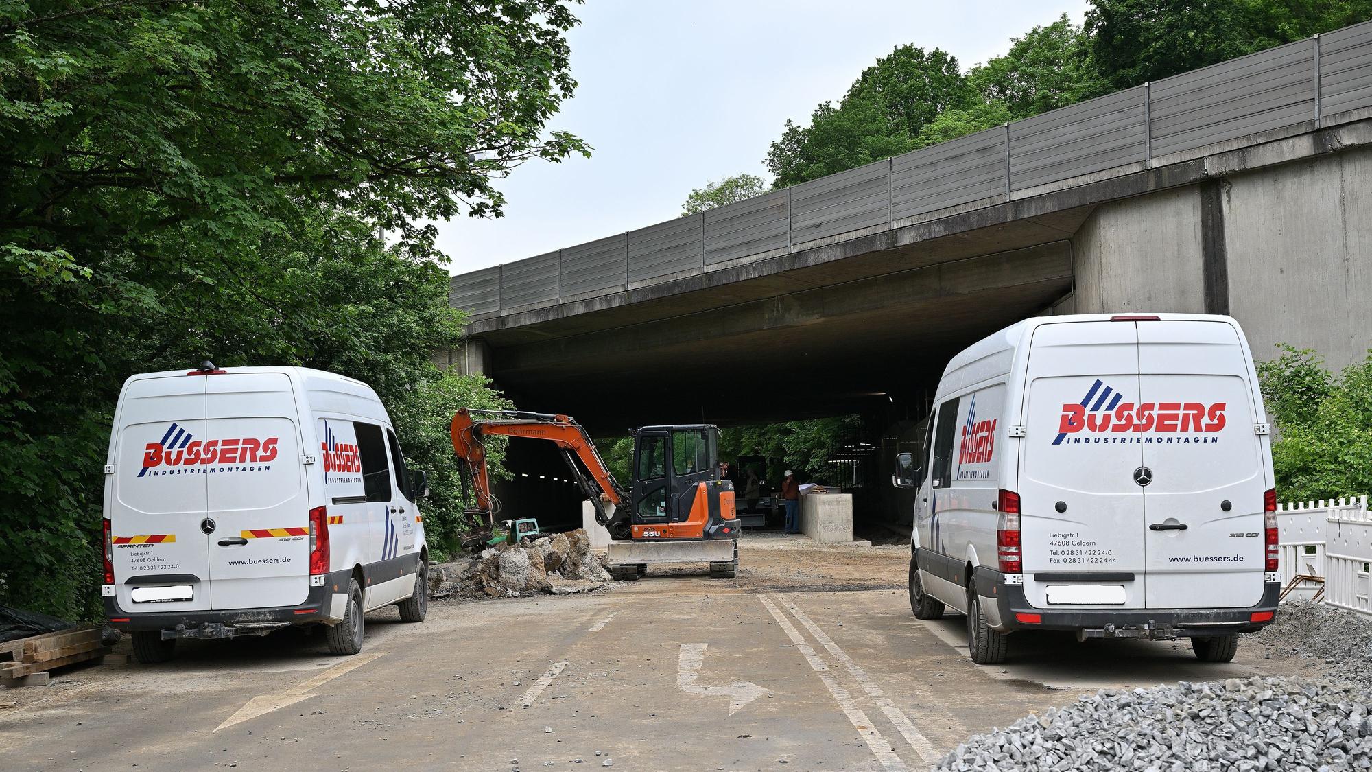 Baustelle an der Brücke der A4 in Overath-Untereschbach.