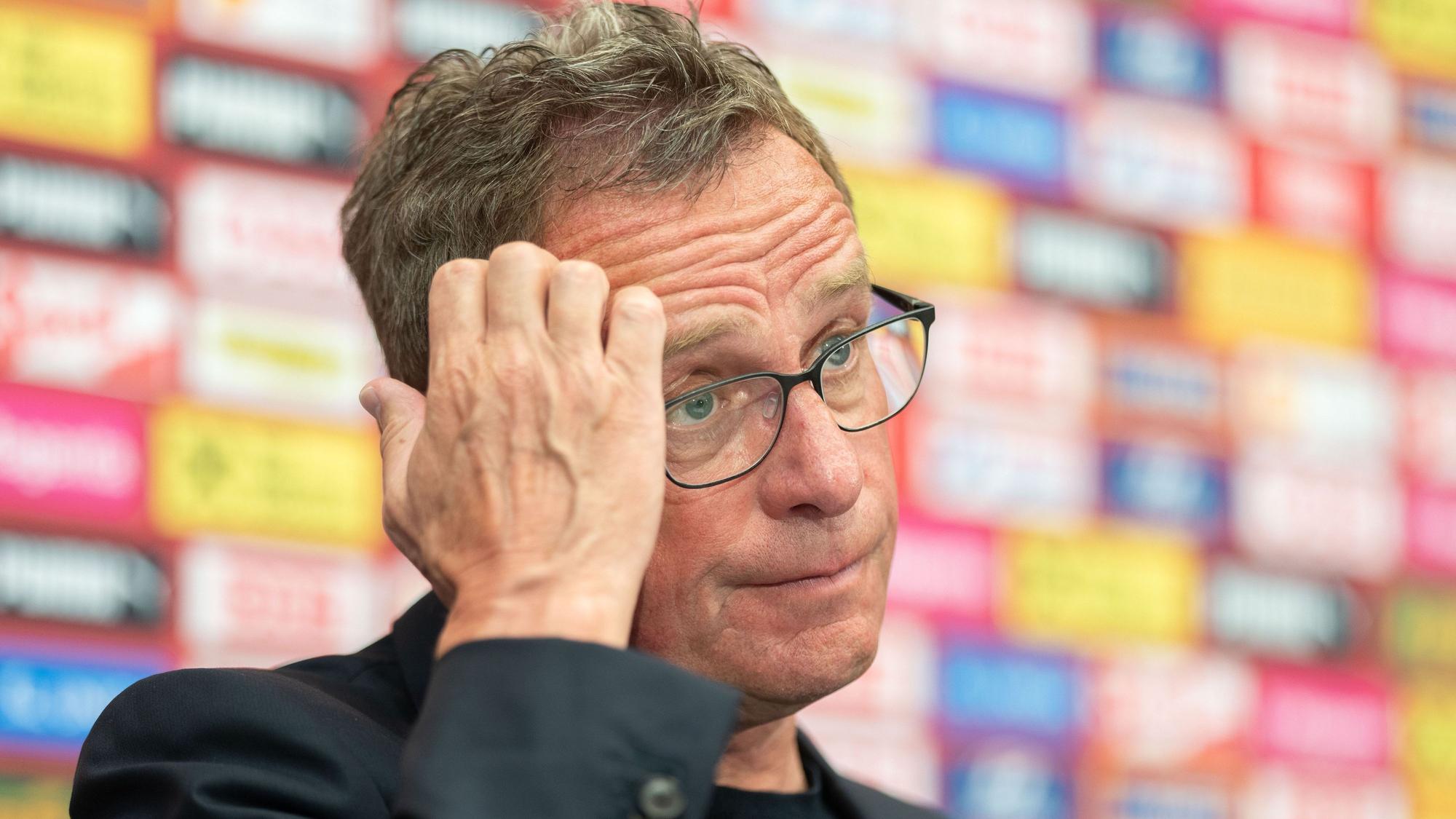 ÖFB-Teamchef Ralf Rangnick auf einer PK.