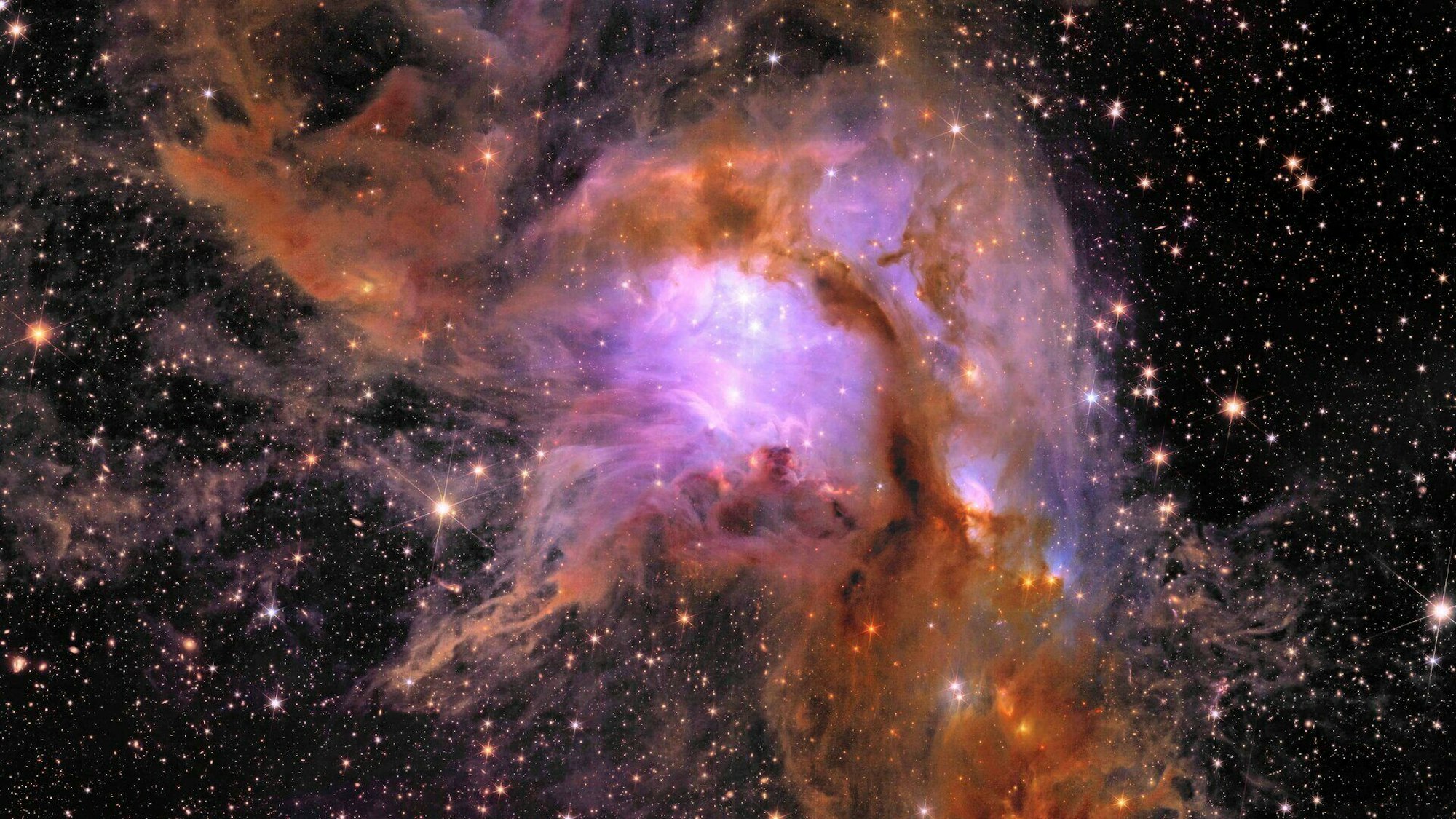 Eines neues Bild der Sonde Euclid zeigt den Galaxienhaufen „Abell 2390“.