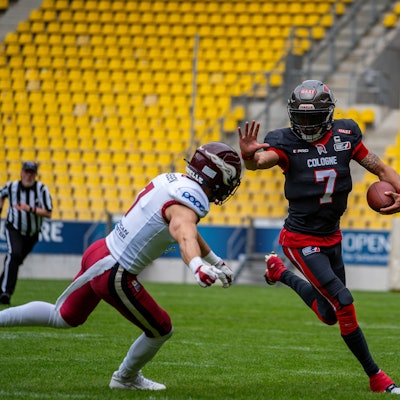 Isaiah Weed QB, 7, Centurions Cologne GER, Cologne Centurions vs. Rhein Fire, American Football, European League of Football, Week 1, Season 2024, 26.05.2024 GER, Cologne Centurions vs. Rhein Fire, American Football, European League of Football, Week 1, Season 2024, 26.05.2024 *** Isaiah Weed QB, 7, Centurions Cologne GER, Cologne Centurions vs Rhein Fire, American Football, European League of Football, Week 1, Season 2024, 26 05 2024 GER, Cologne Centurions vs Rhein Fire, American Football, European League of Football, Week 1, Season 2024, 26 05 2024 Copyright: xEibner-Pressefoto/JustinxAlexanderxDerondeaux EP_JDU