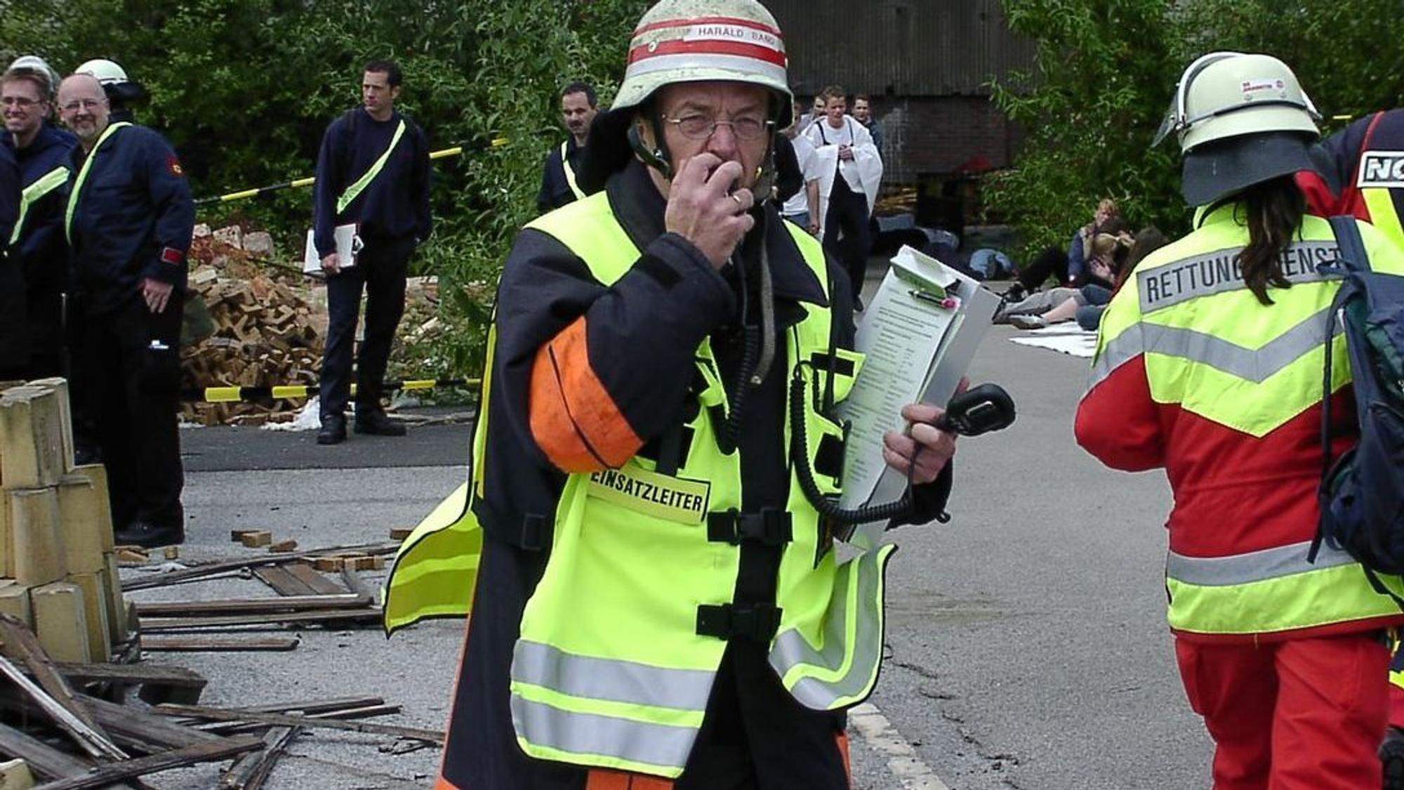 Auf dem Archivbild ist Harald Band bei einer Großübung zu sehen.